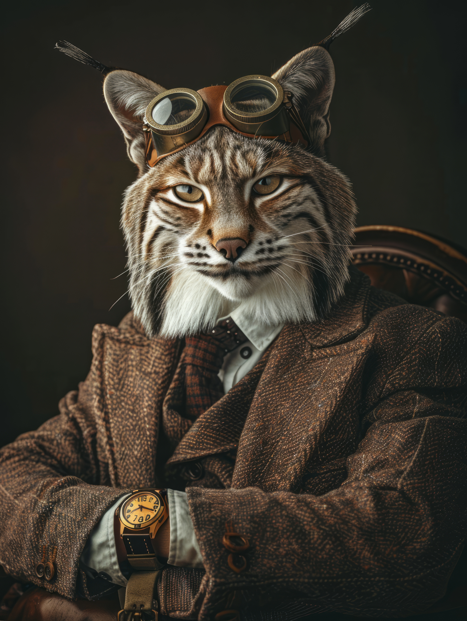 Canvas schilderij van een Bobcat 100x200 cm
