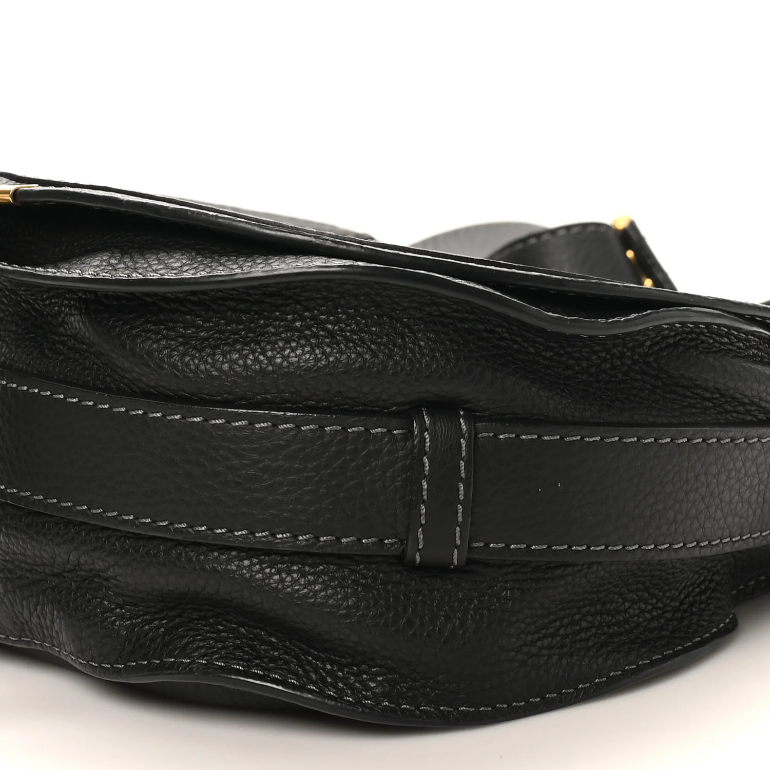 Grained Calfskin Medium Marcie Saddle Bag Black - Top Club