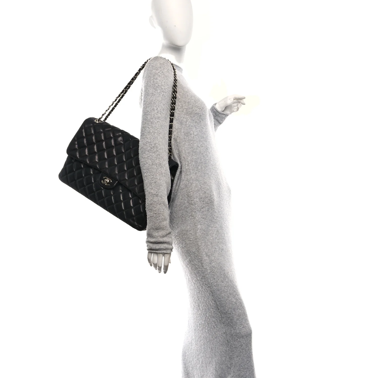 Caviar Quilted XXL Travel Flap Bag Black