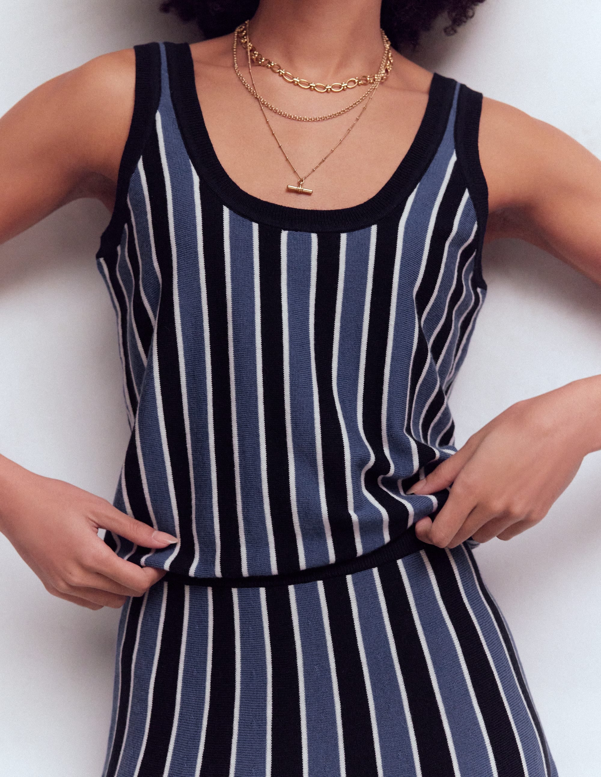 Liz Stricktop-Klassisches Marineblau, Gestreift