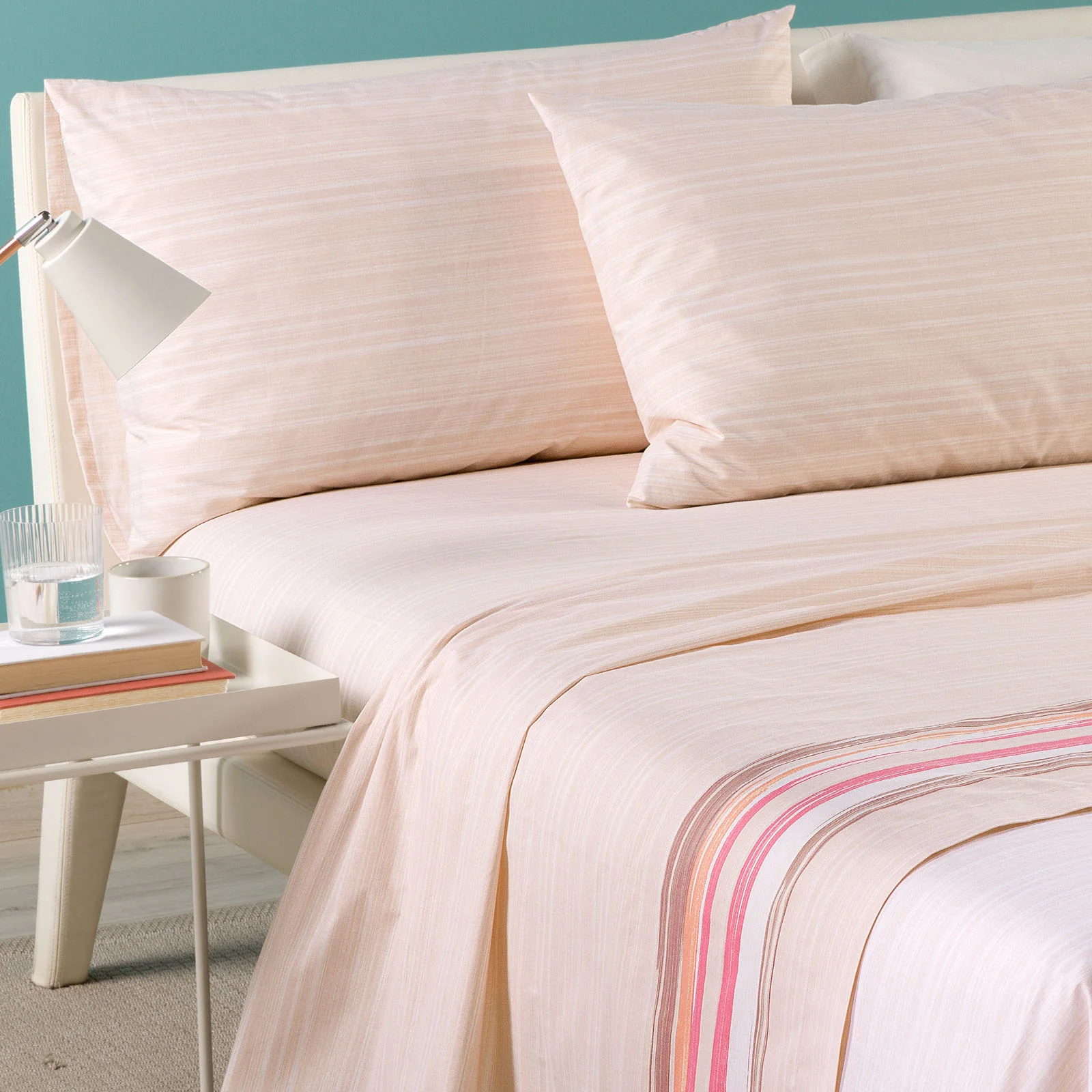 Complete cotton sheet Atlanta single coral caleffi