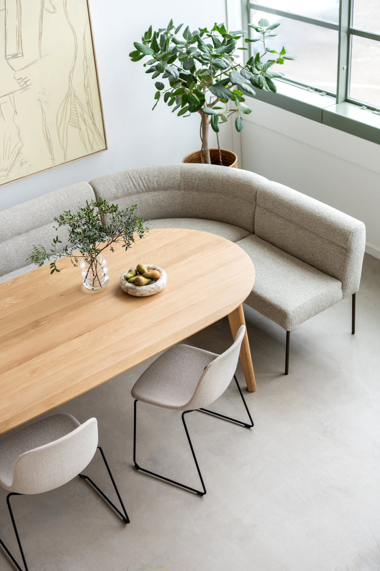 Eetkamerbank Mia lodge beige 285 cm rechts