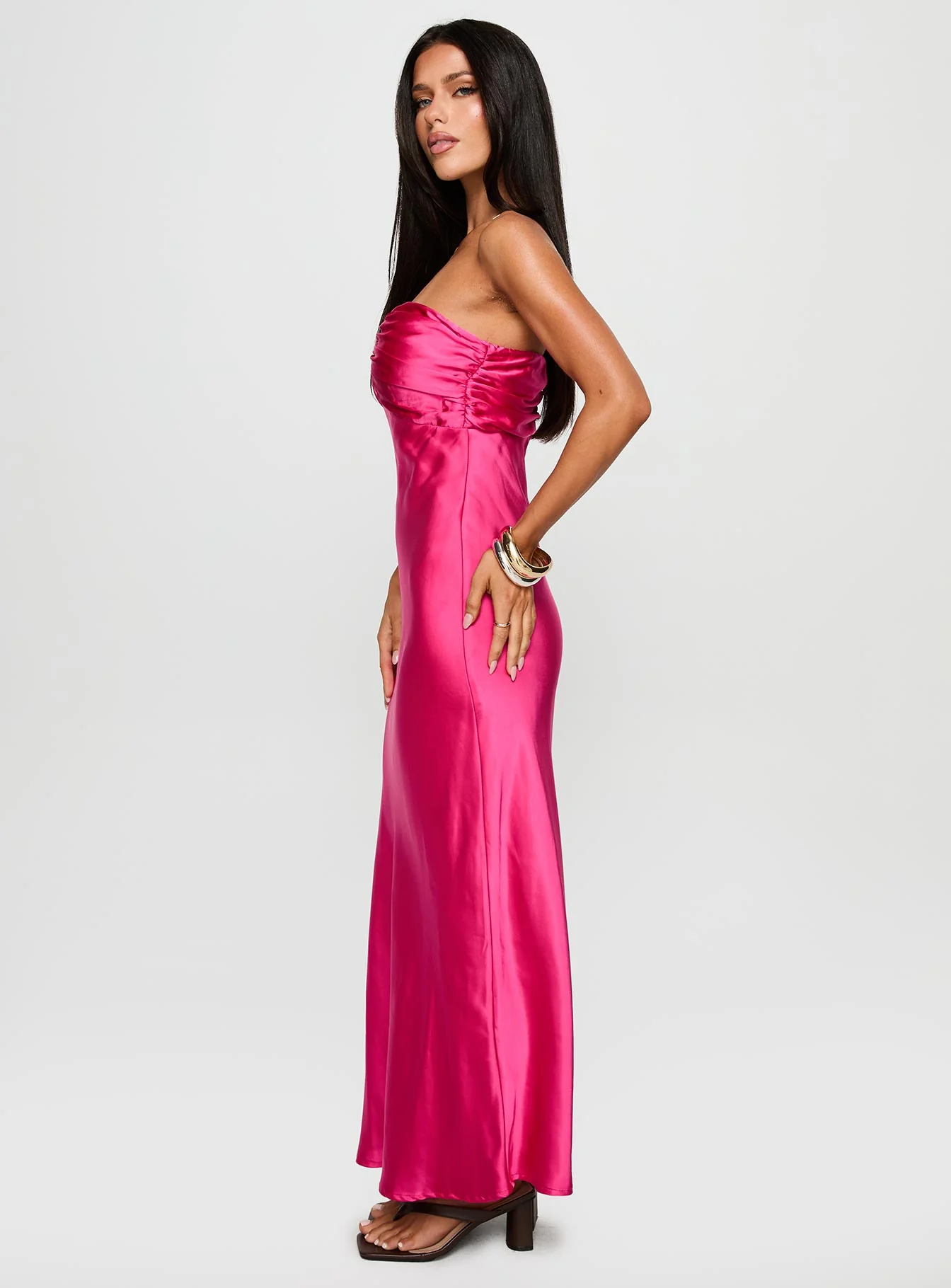 Cyprian Strapless Maxi Dress Hot Pink