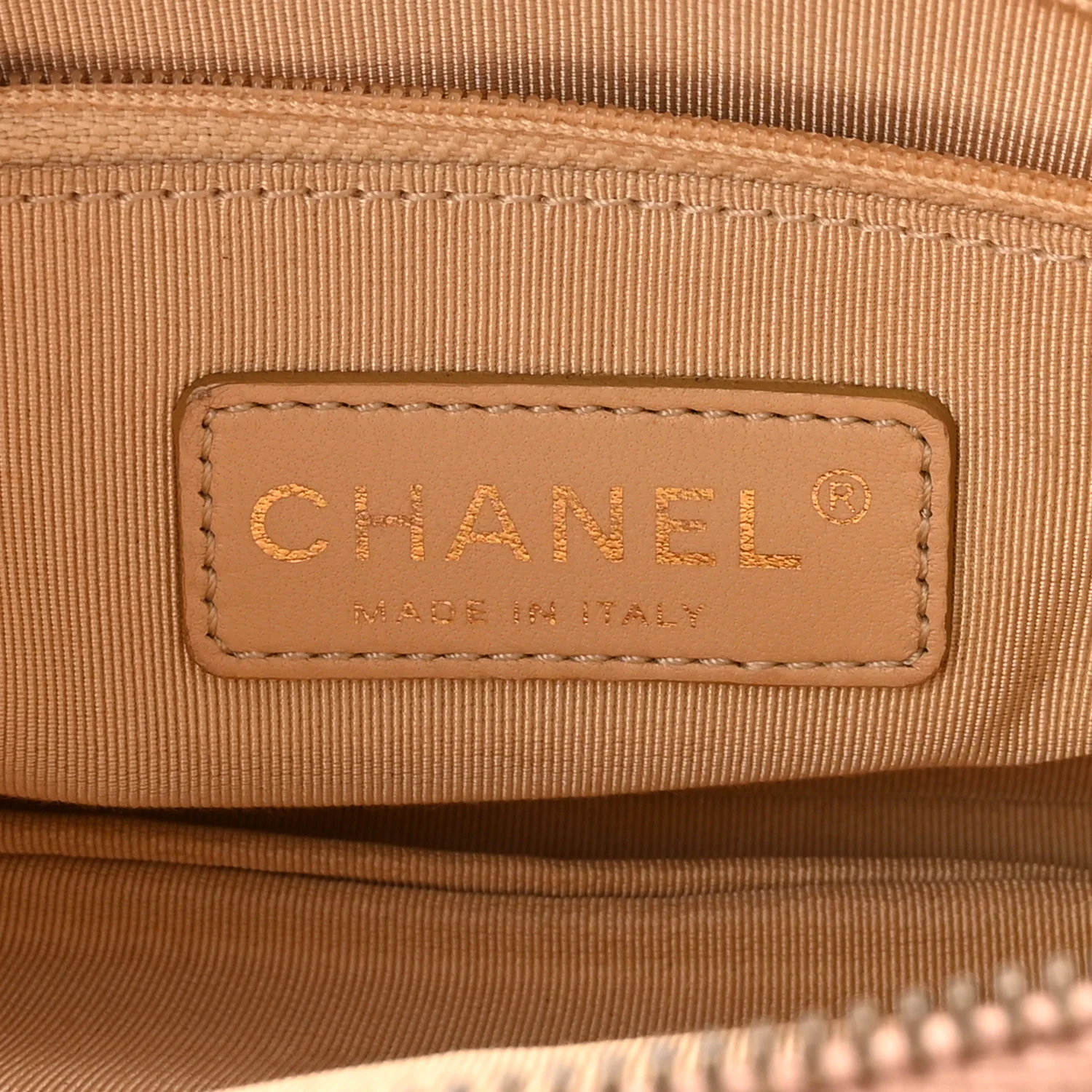 Calfskin Quilted Crown CC Double Zip Bag Beige - Top Club