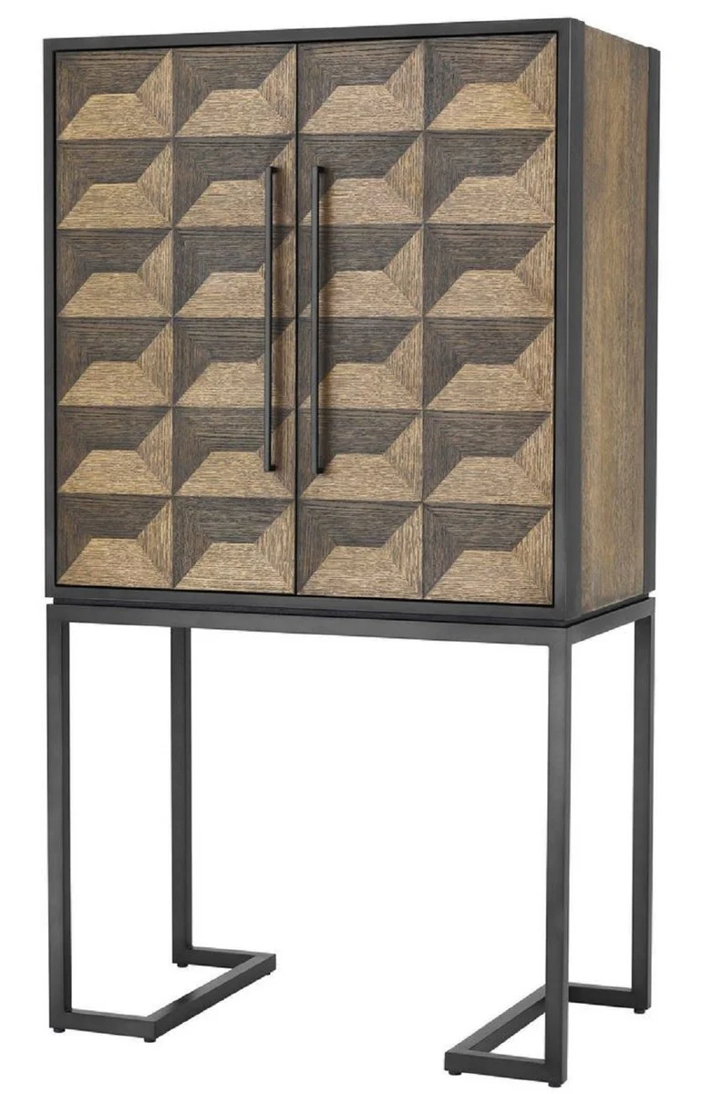 Luxury wine cabinet with 2 doors brown / dark brown / black 95 x 58 x H. 168.5 cm - bar furniture - luxury quality