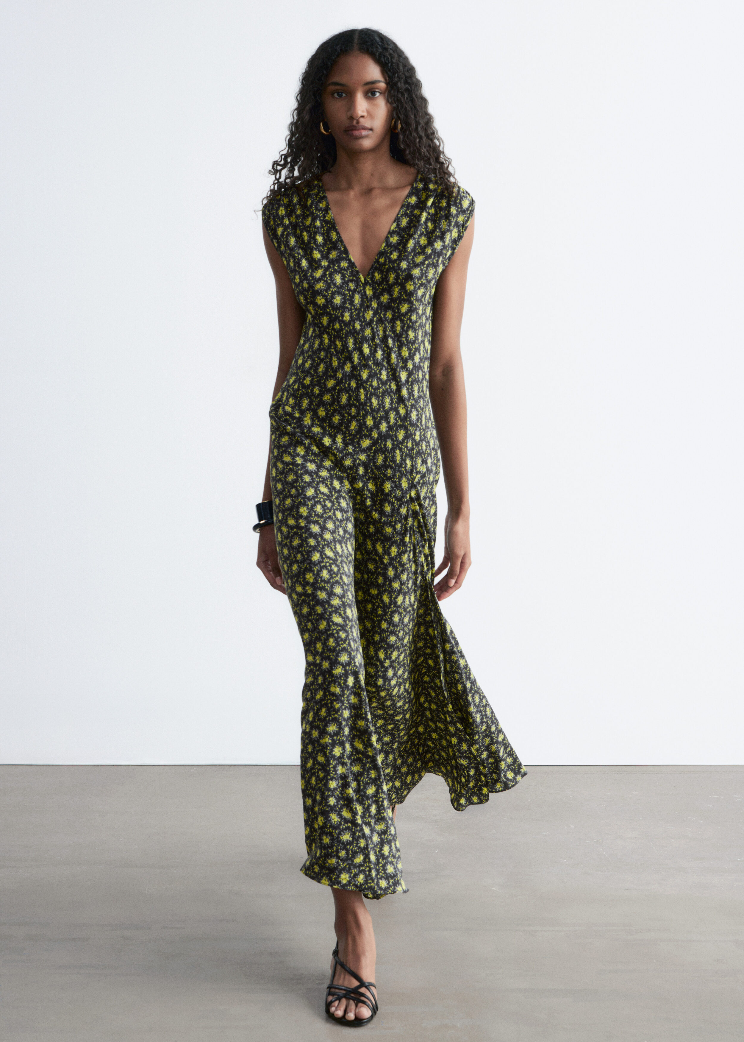 & Other Stories V-NECK SILK MAXI DRESS