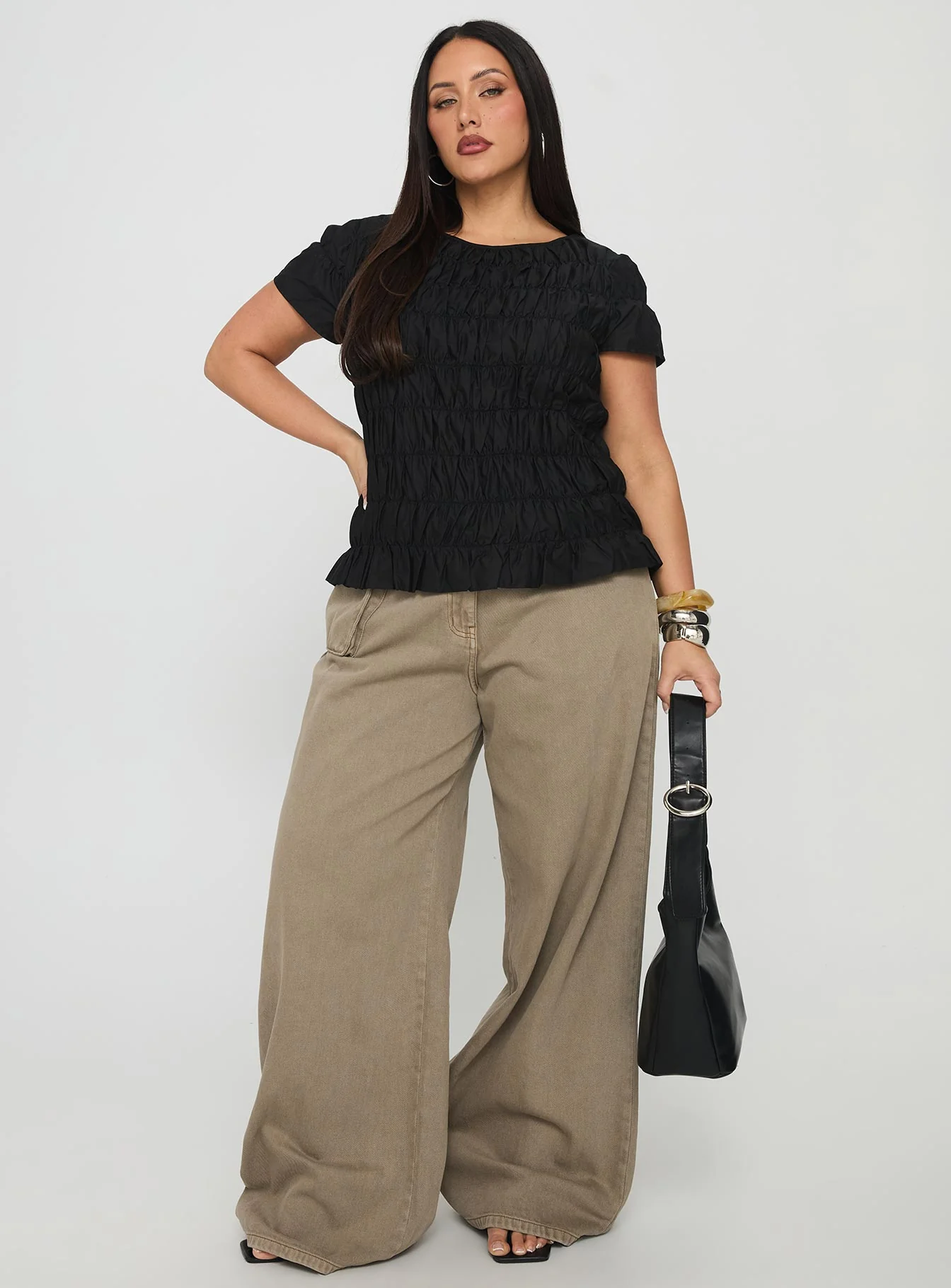 Spoiler Alert Ruched Top Black Curve