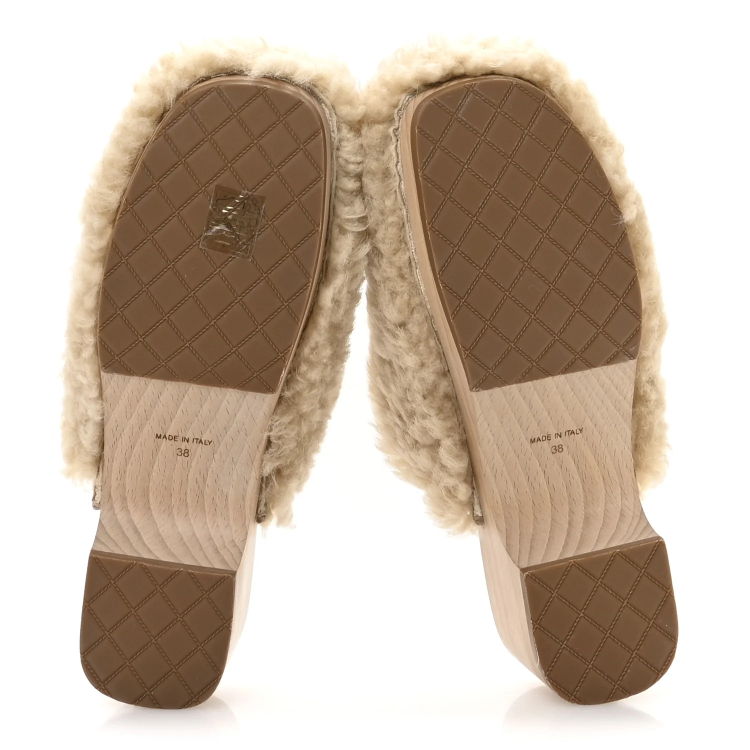 Shearling Lambskin Clogs 38 Beige - Top Club