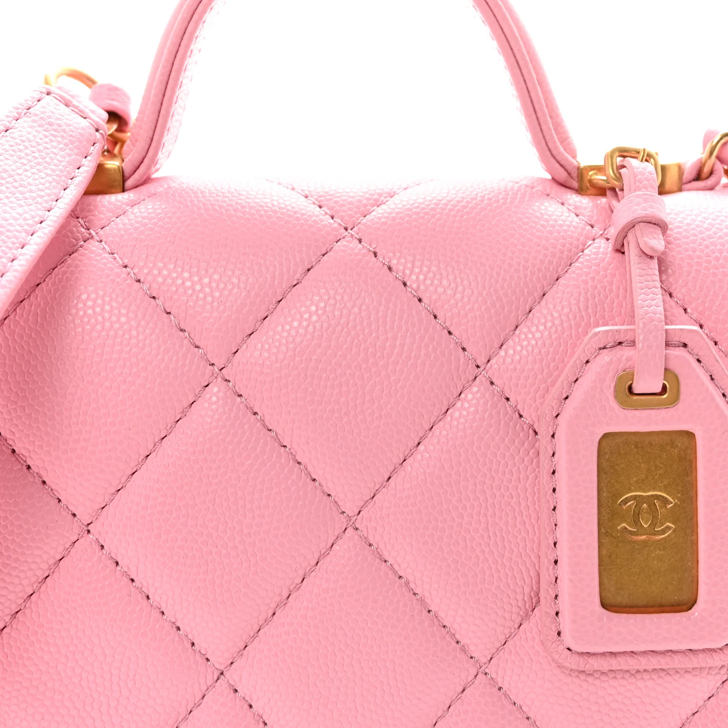 Caviar School Memory Mini Top Handle Flap Light Pink - Top Club