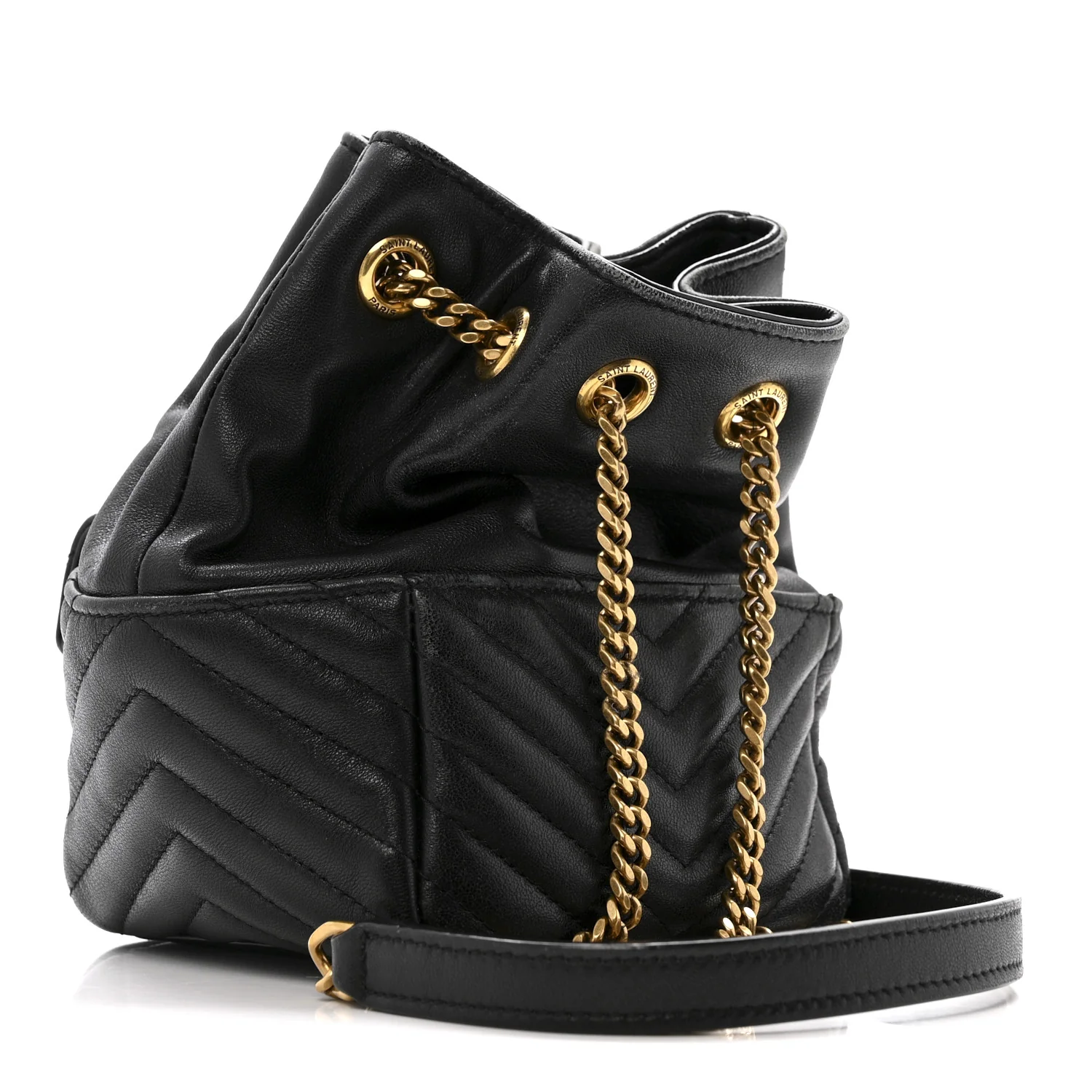 Lambskin Matelasse Monogram Joe Nano Bucket Bag Black - Top Club