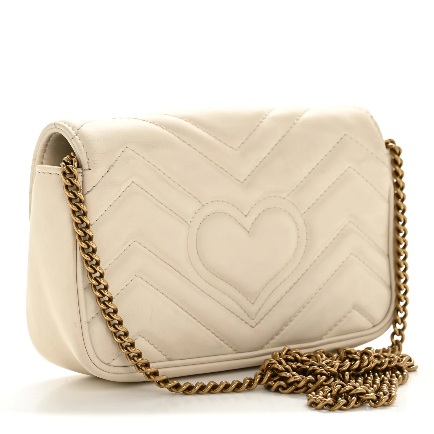 Calfskin Matelasse Super Mini GG Marmont Shoulder Bag White - Top Club
