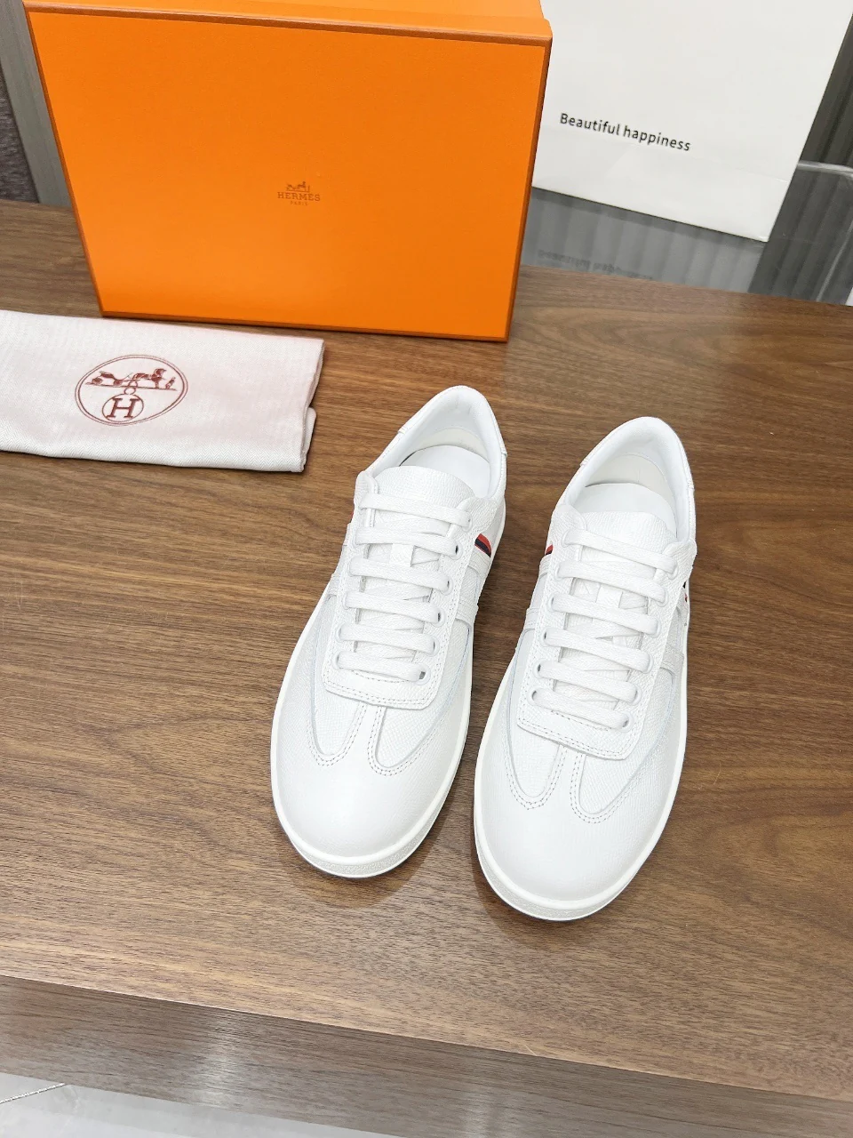 Hermes Women's Sneakers Iconic H Logo Leather Casual Fashion Shoes - Sneaker Replica Workshop