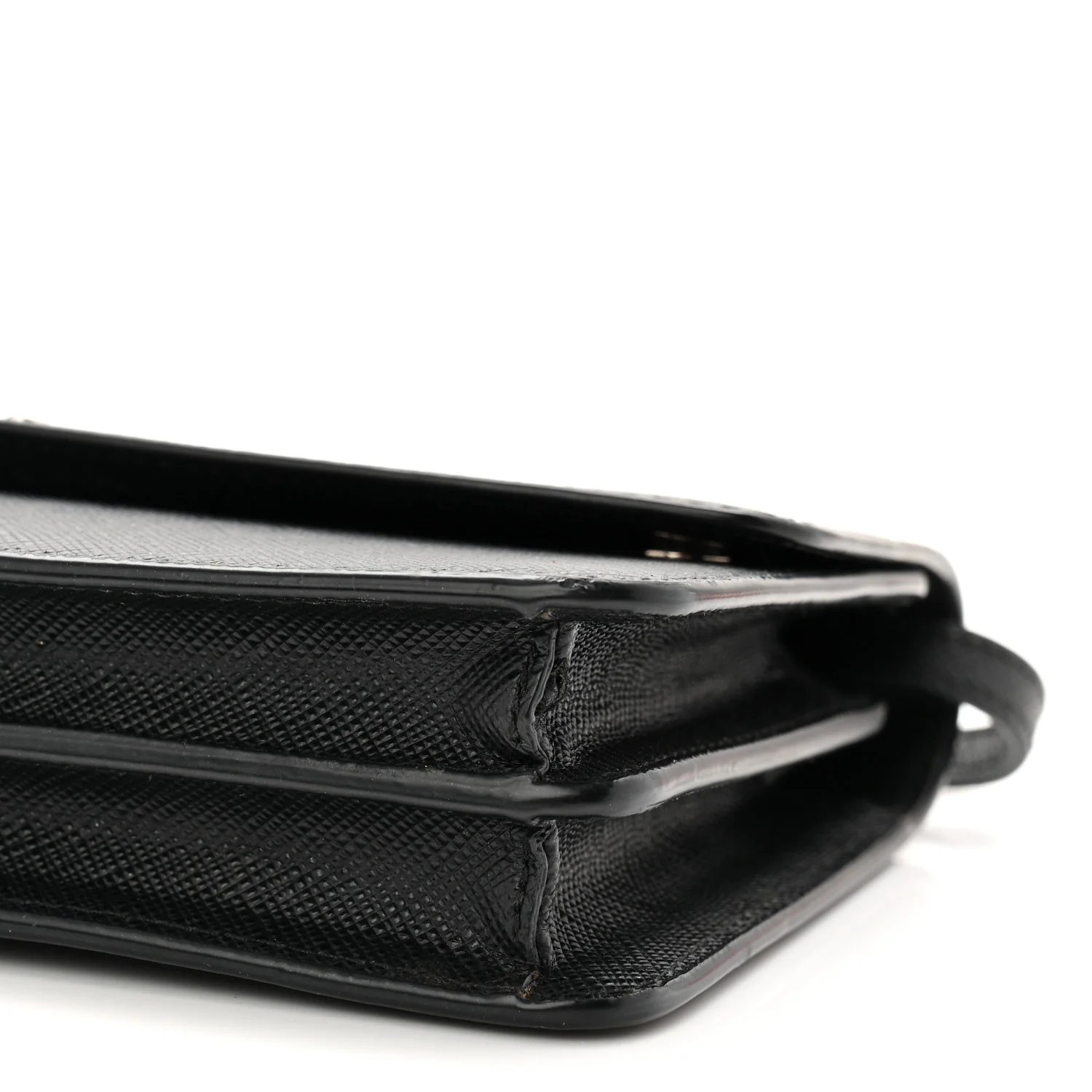 Saffiano Metal Flap Wallet With Strap Black - Top Club