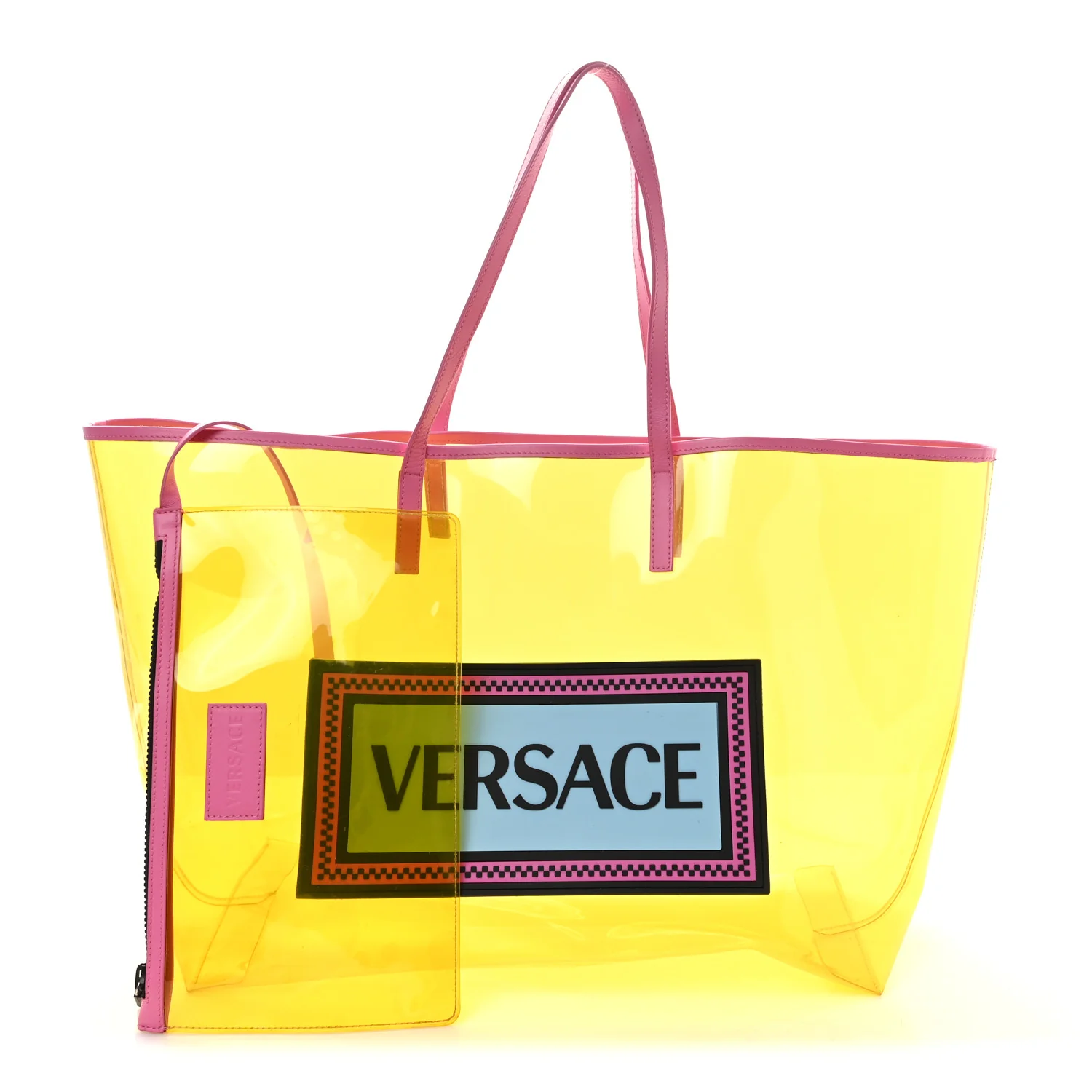 Vinyl Calfskin 90s Logo Tote Yellow - Top Club