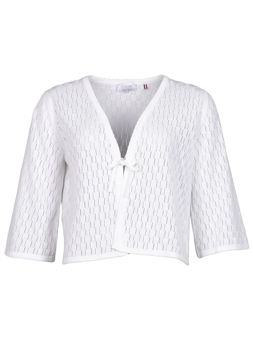 Gilet femme ajouré en coton blanc