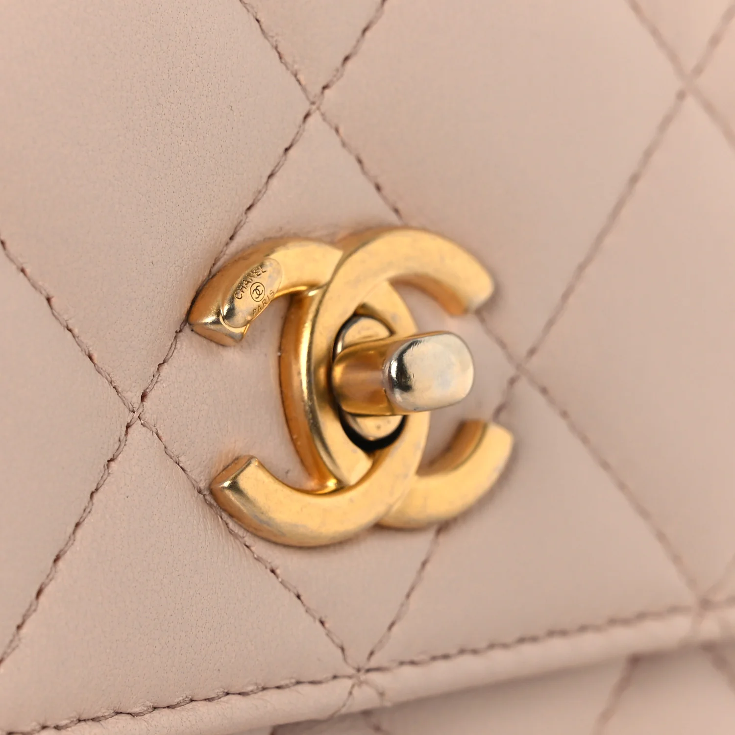 Lambskin Quilted CC Pearl Crush Wallet on Chain WOC Light Pink - Top Club