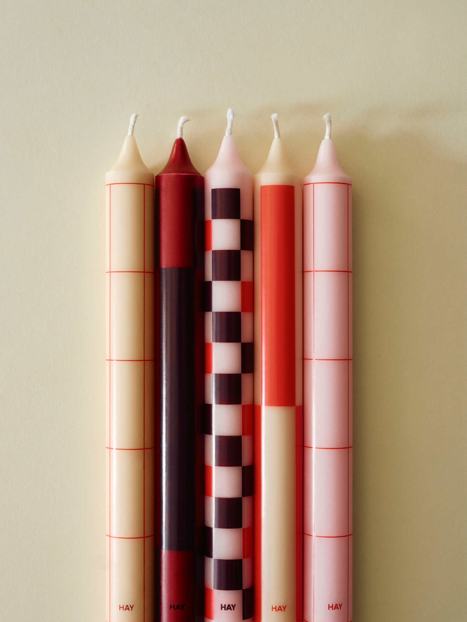 Kaars Pattern red/bordeaux - set van 4