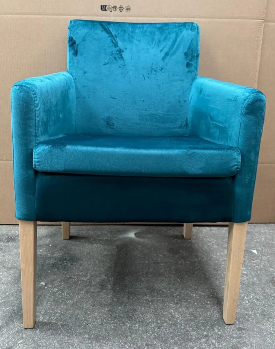 Dining room chair with armrests blue / natural - dining room furniture
