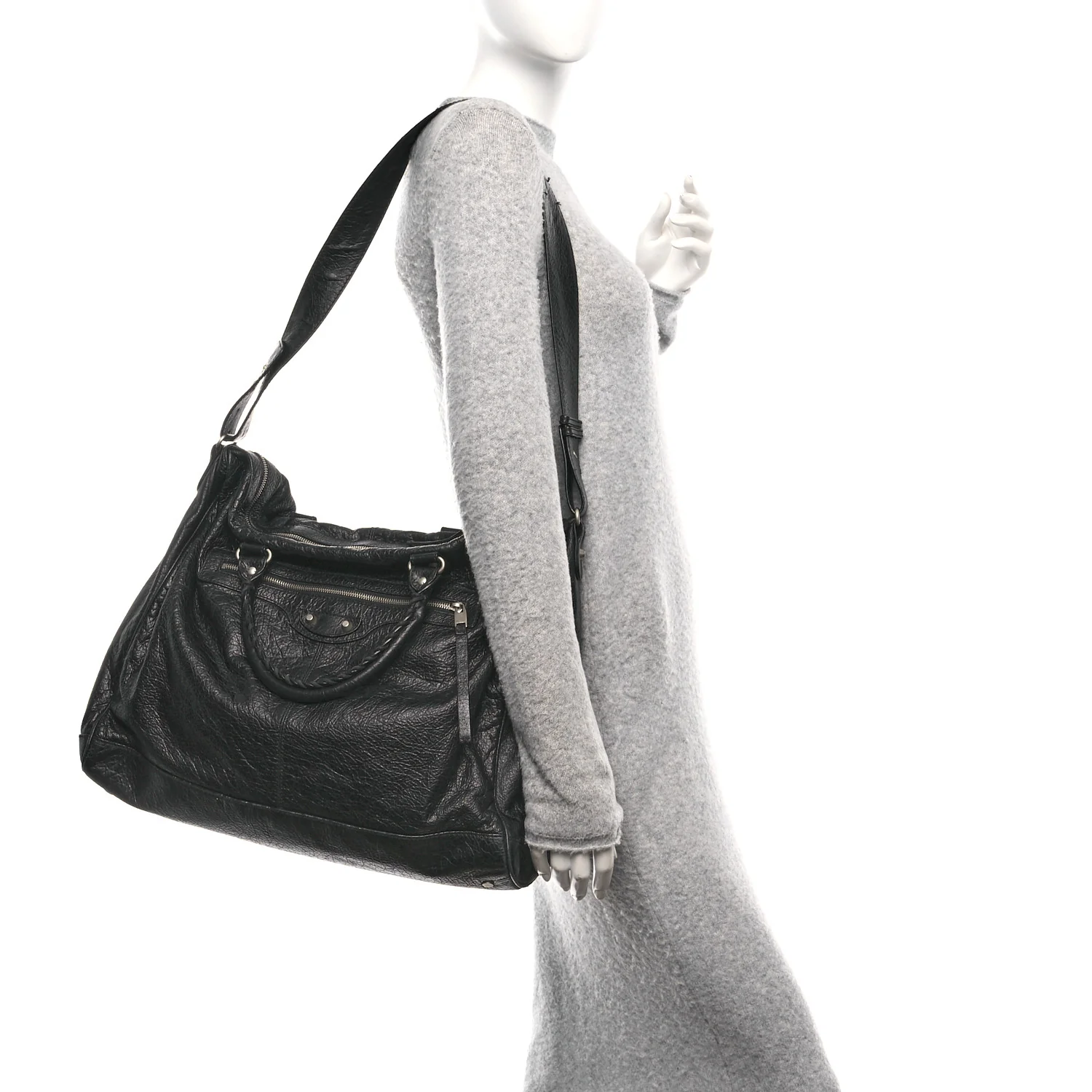 Agneau Classic Silver Hardware Weekender Black