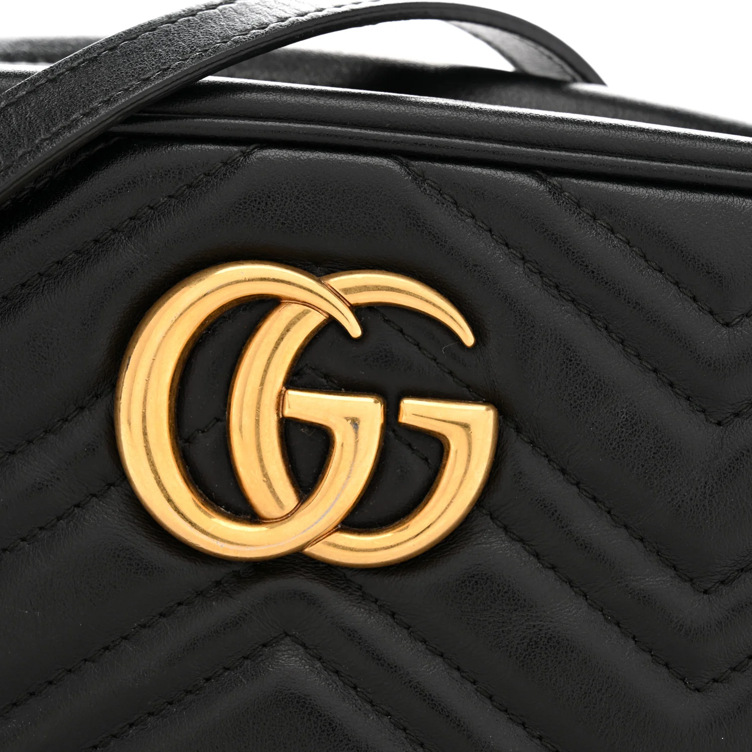 Calfskin Matelasse Small GG Marmont Chain Shoulder Bag Black - Top Club
