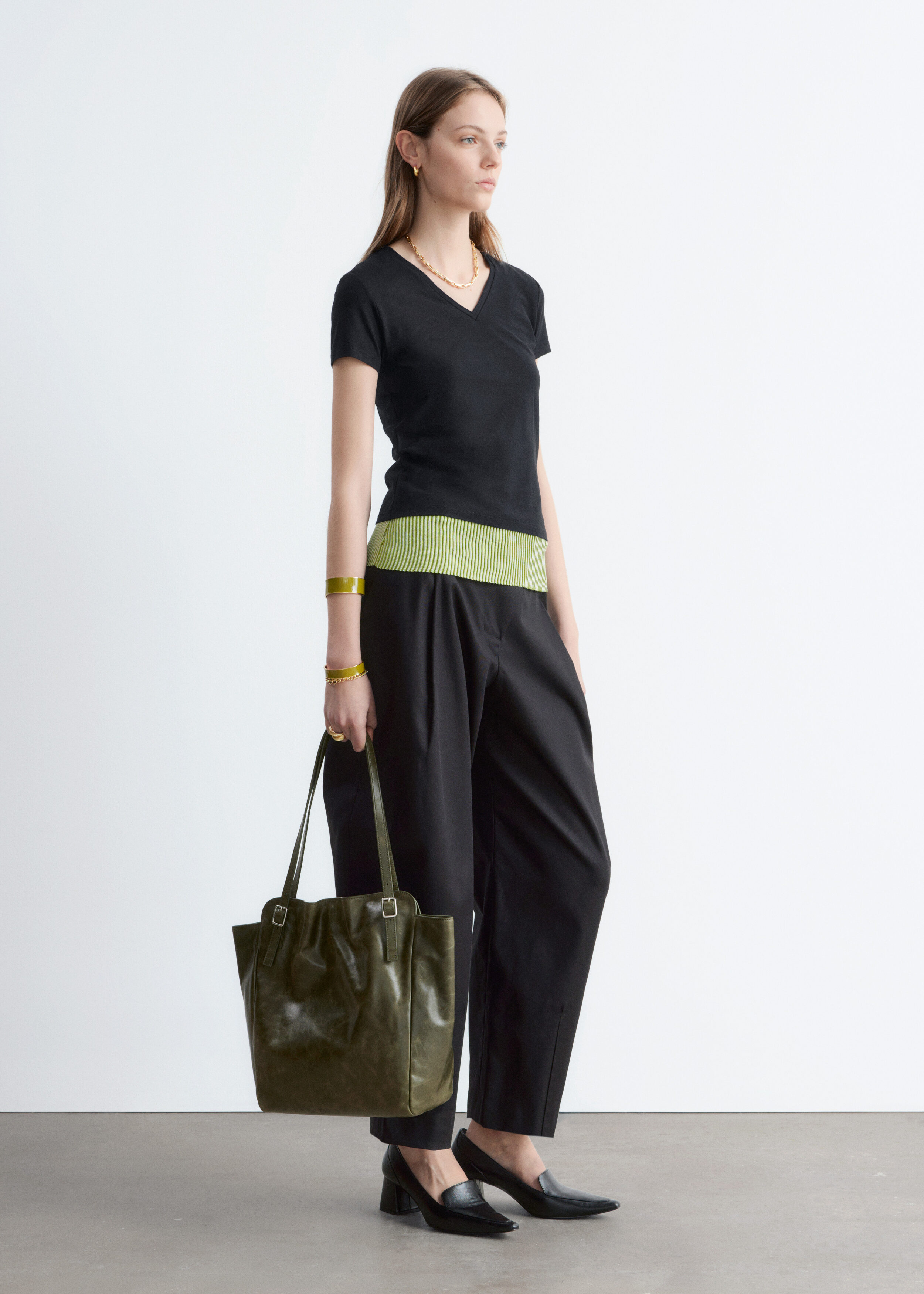 & Other Stories COTTON V-NECK T-SHIRT