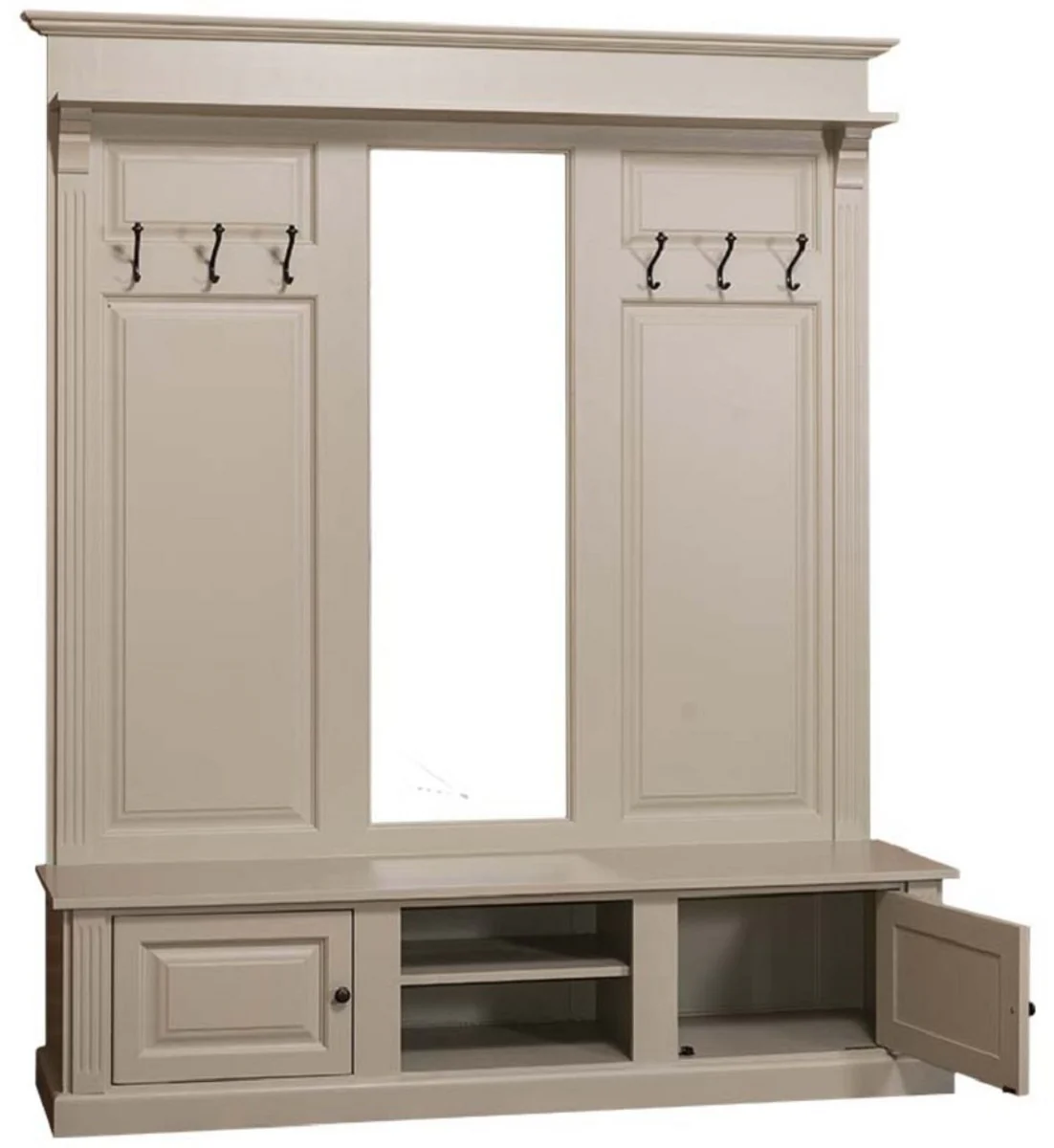 Country house style wardrobe olive 180 x 41 x H. 210 cm - solid wood wardrobe with mirror - country house style wardrobe furniture