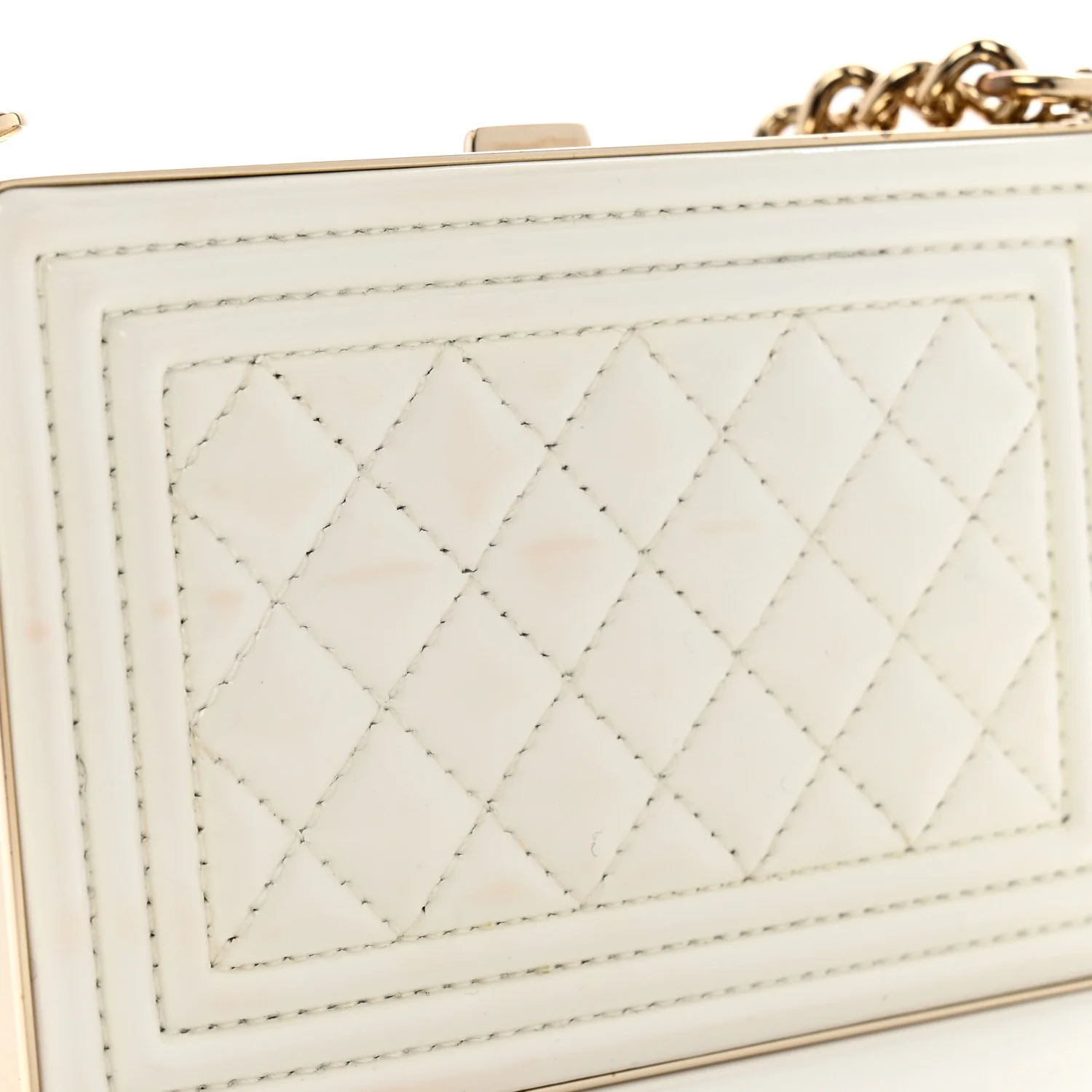 Patent Calfskin Boy Minaudiere White - Top Club