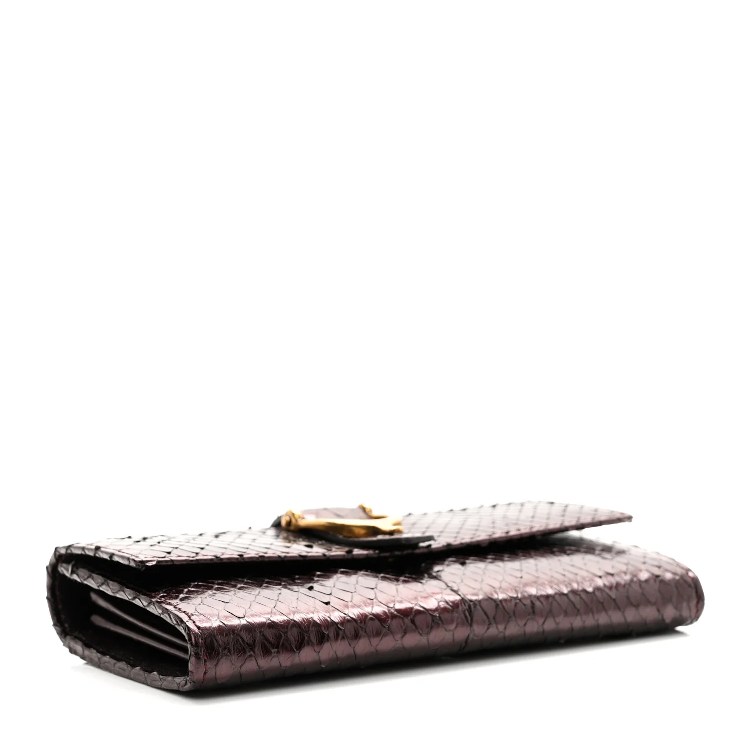 Metallic Snakeskin Soft Stirrup Wallet Brown - Top Club