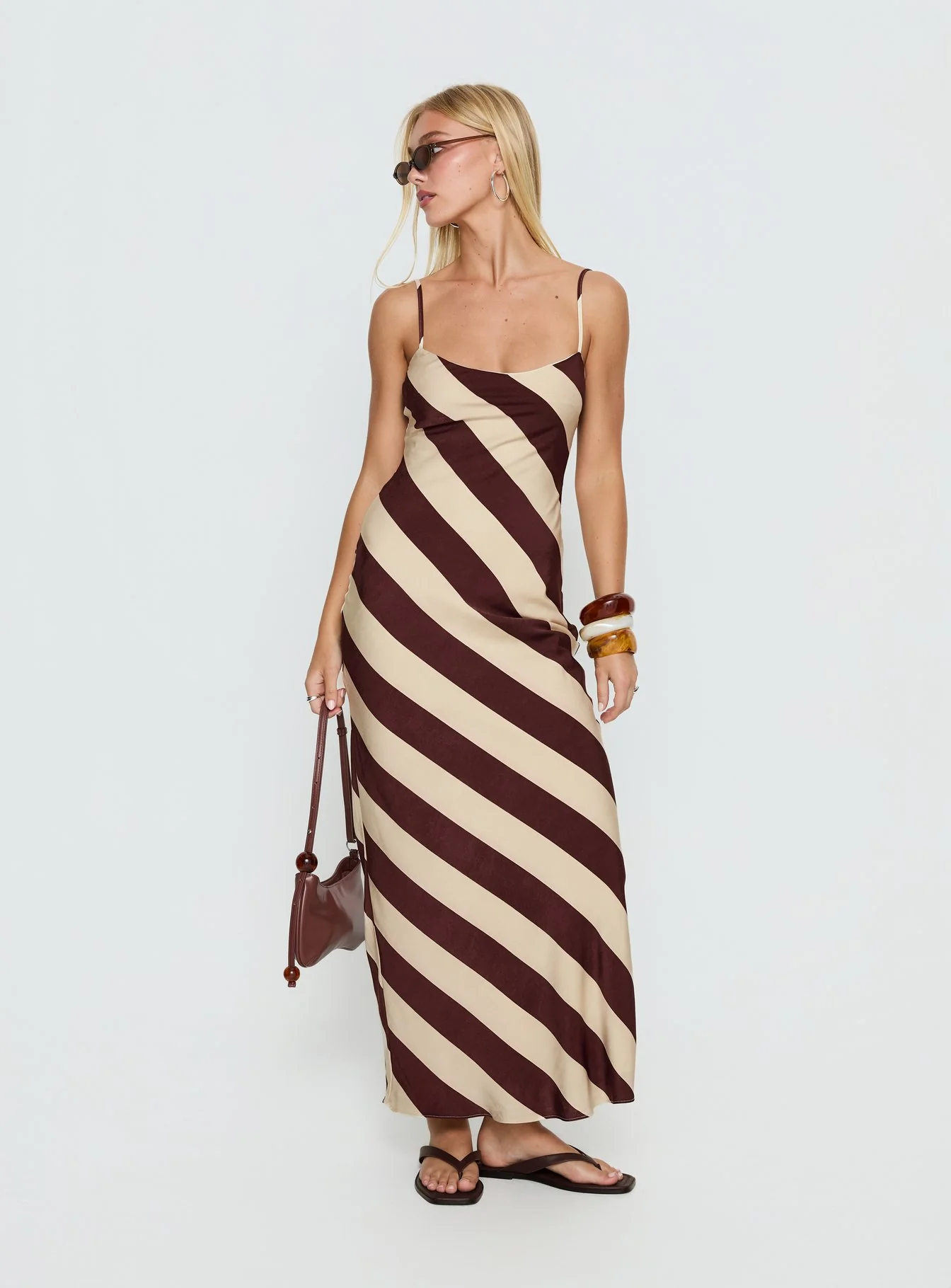 Rhodie Scoop Maxi Dress Brown / Cream Stripe