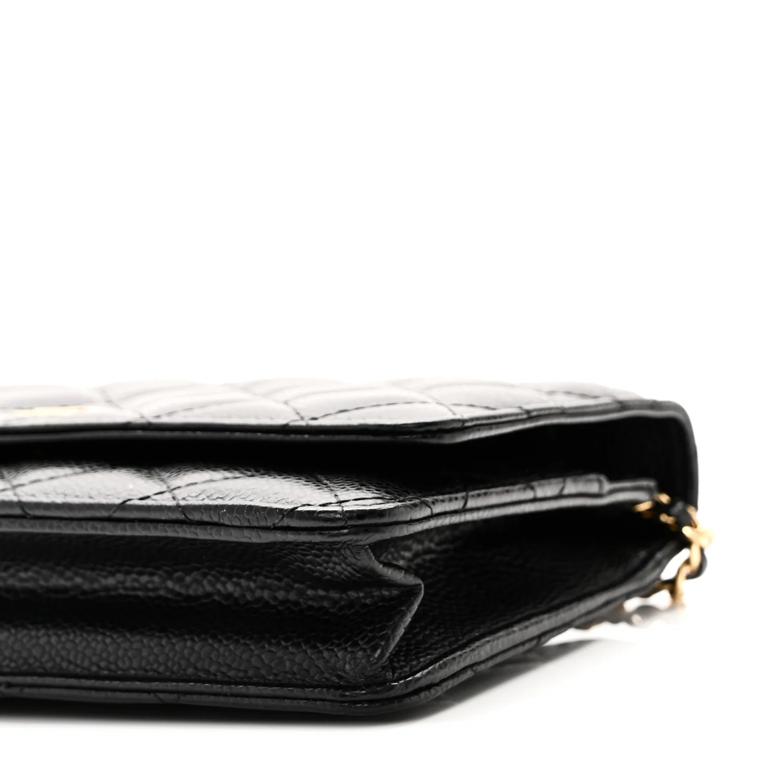 Caviar Quilted Wallet on Chain WOC Black - Top Club