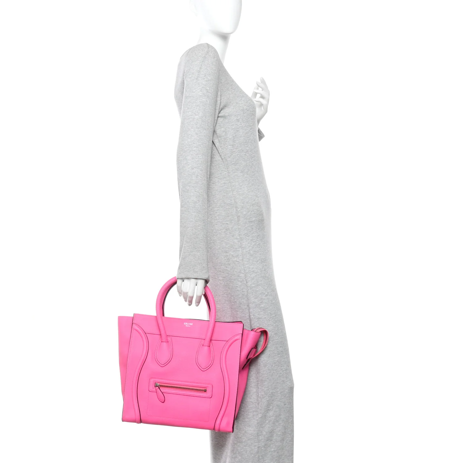 Drummed Calfskin Mini Luggage Fluo Pink