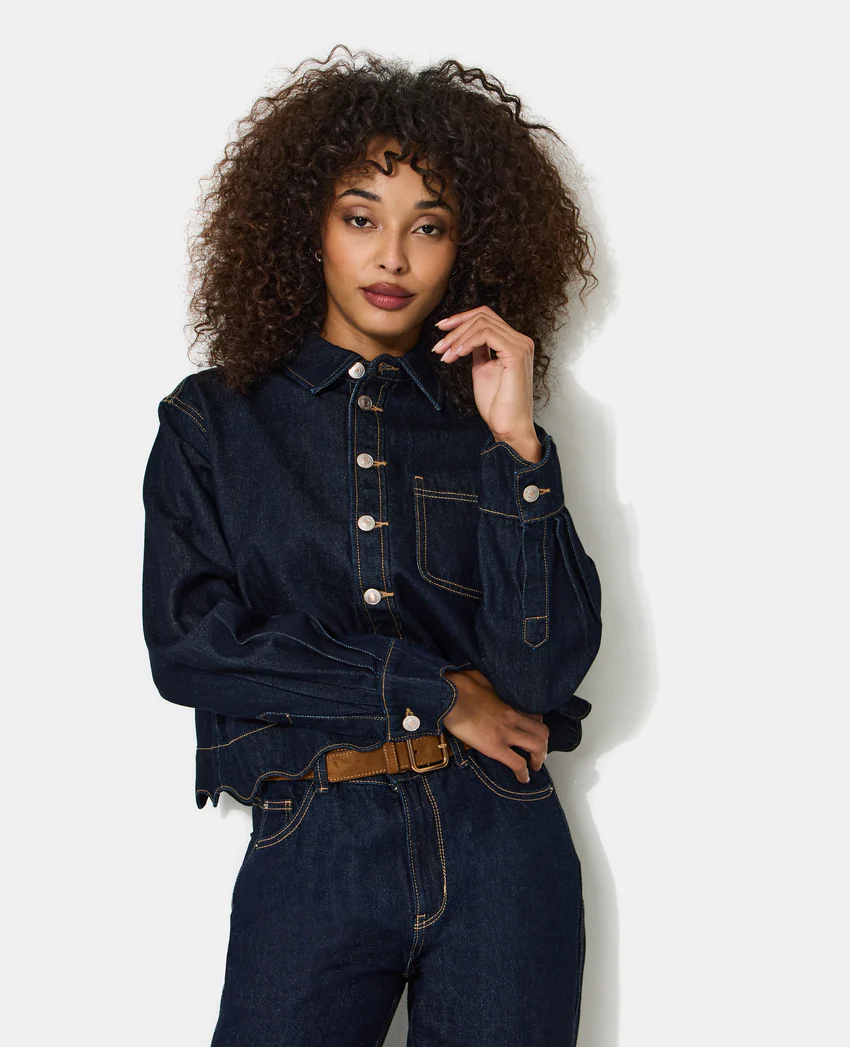 Pimkie Chemise en jean avec bords zig-zag