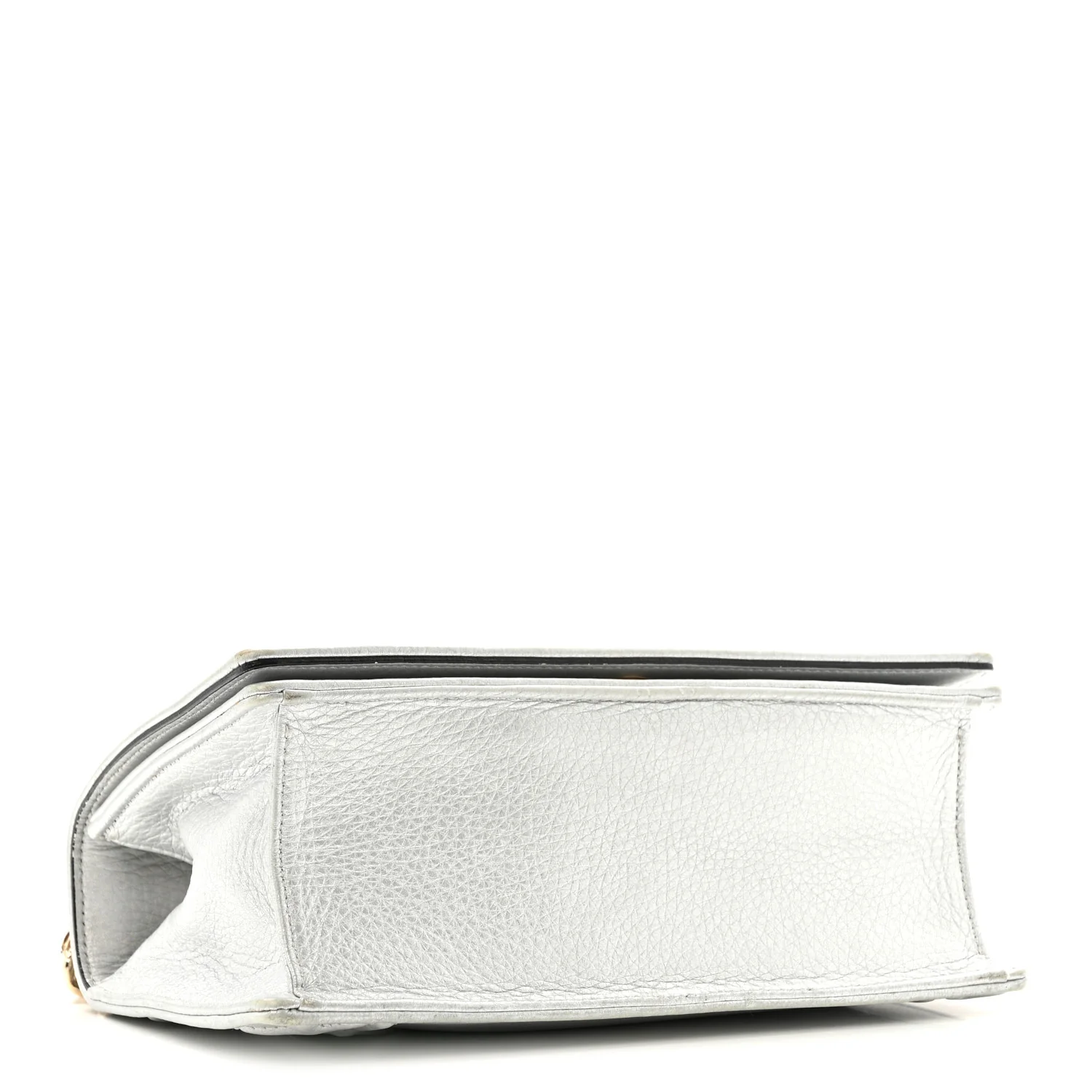 Metallic Grained Calfskin Diorama Wallet on Chain Pouch Silver - Top Club