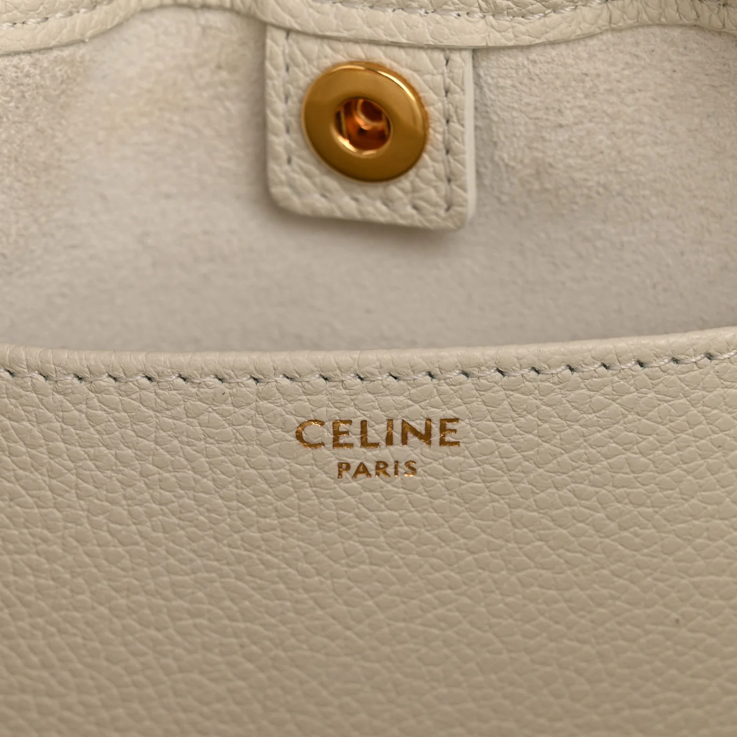 Calfskin Cuir Small Triomphe Cabas Drawstring White - Top Club