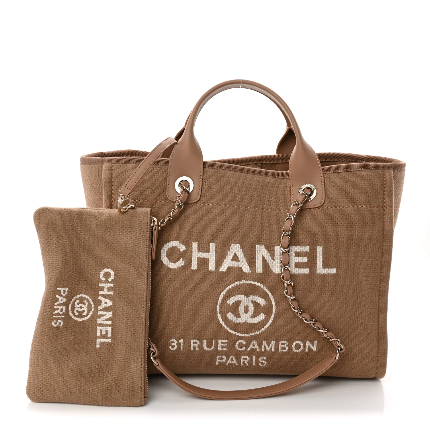 Mixed Fibers Small Deauville Tote Dark Beige - Top Club