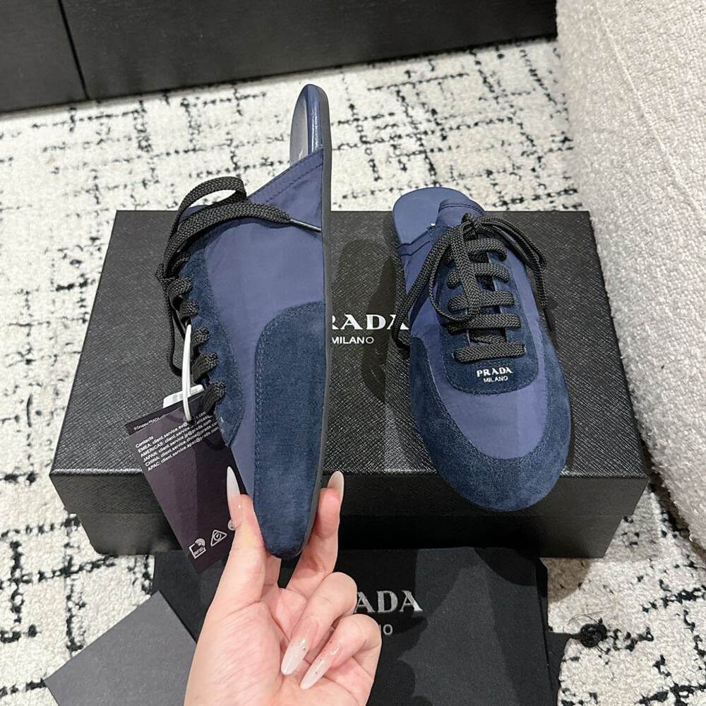 PRADA Collapse Re-Nylon and suede mules - Top Club