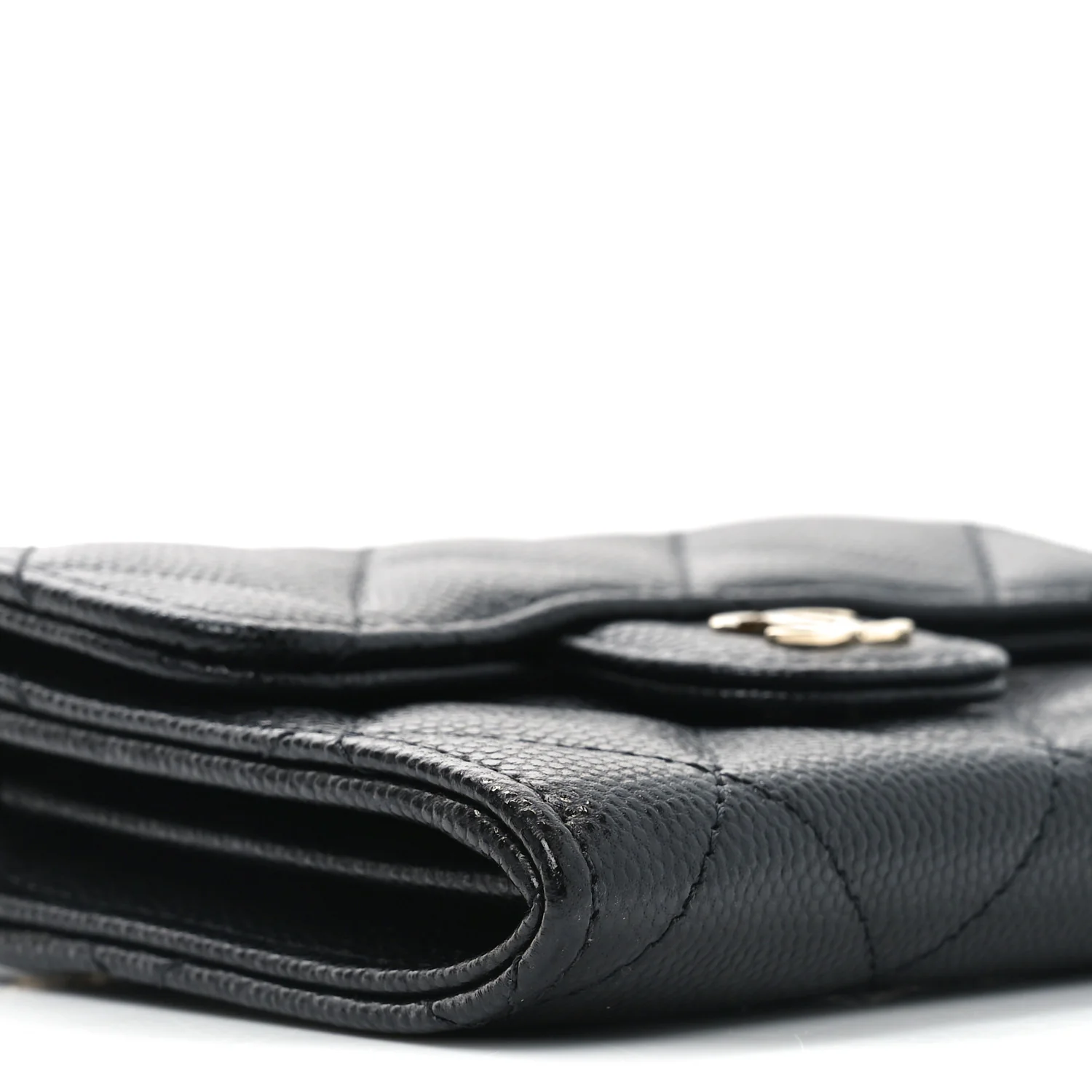 Caviar Quilted Flap Card Holder On Chain Black - Top Club