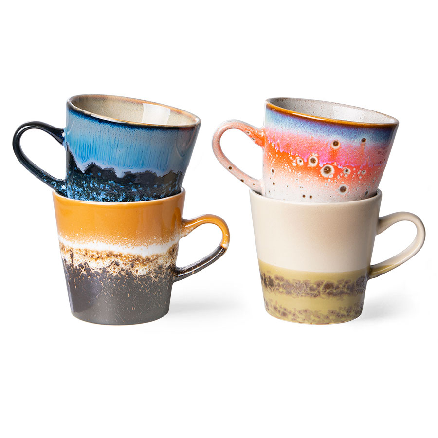 Servies 70's Ceramics Americano Mugs pegasus - set van 4