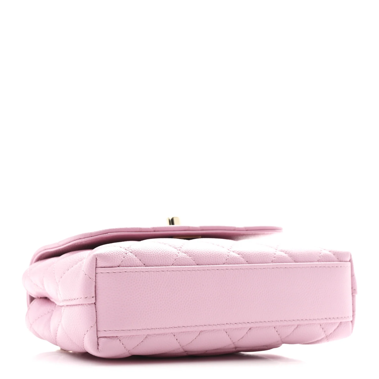 Caviar Quilted Coco Handle Clutch With Chain Pink - Top Club
