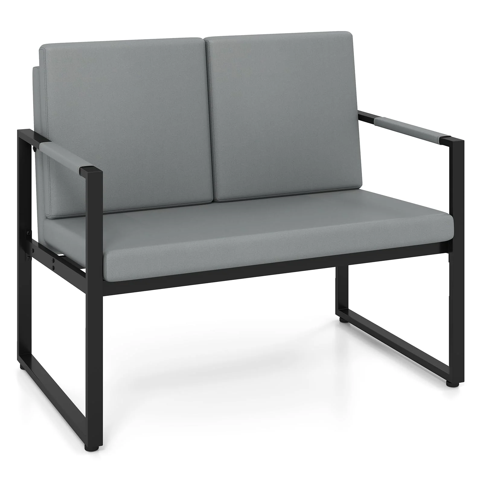 BEFOUNDLOVELY Modern Industrial Loveseat Sofa 2-Seater Faux Leather Couch