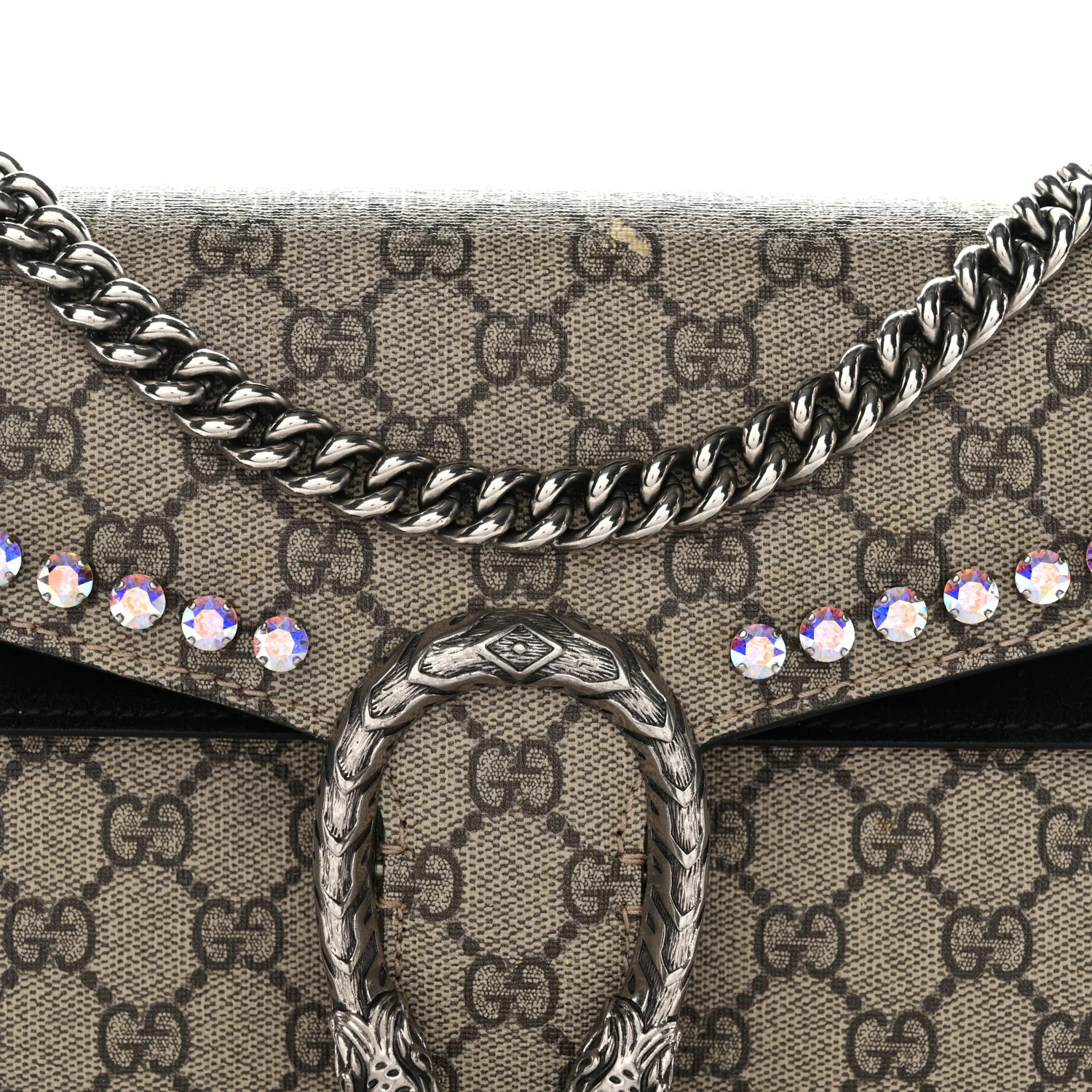 GG Supreme Monogram Crystal Small Dionysus Shoulder Bag Black - Top Club