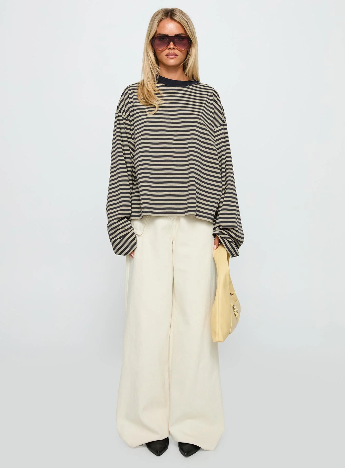 Bloom Long Sleeve Top Beige Stripe