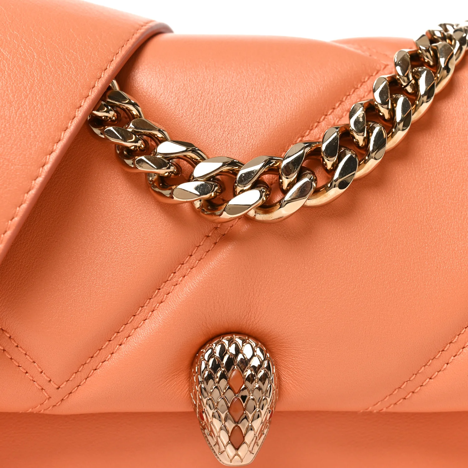 Calfskin Matelasse Mini Serpenti Cabochon Crossbody Bag Orange - Top Club