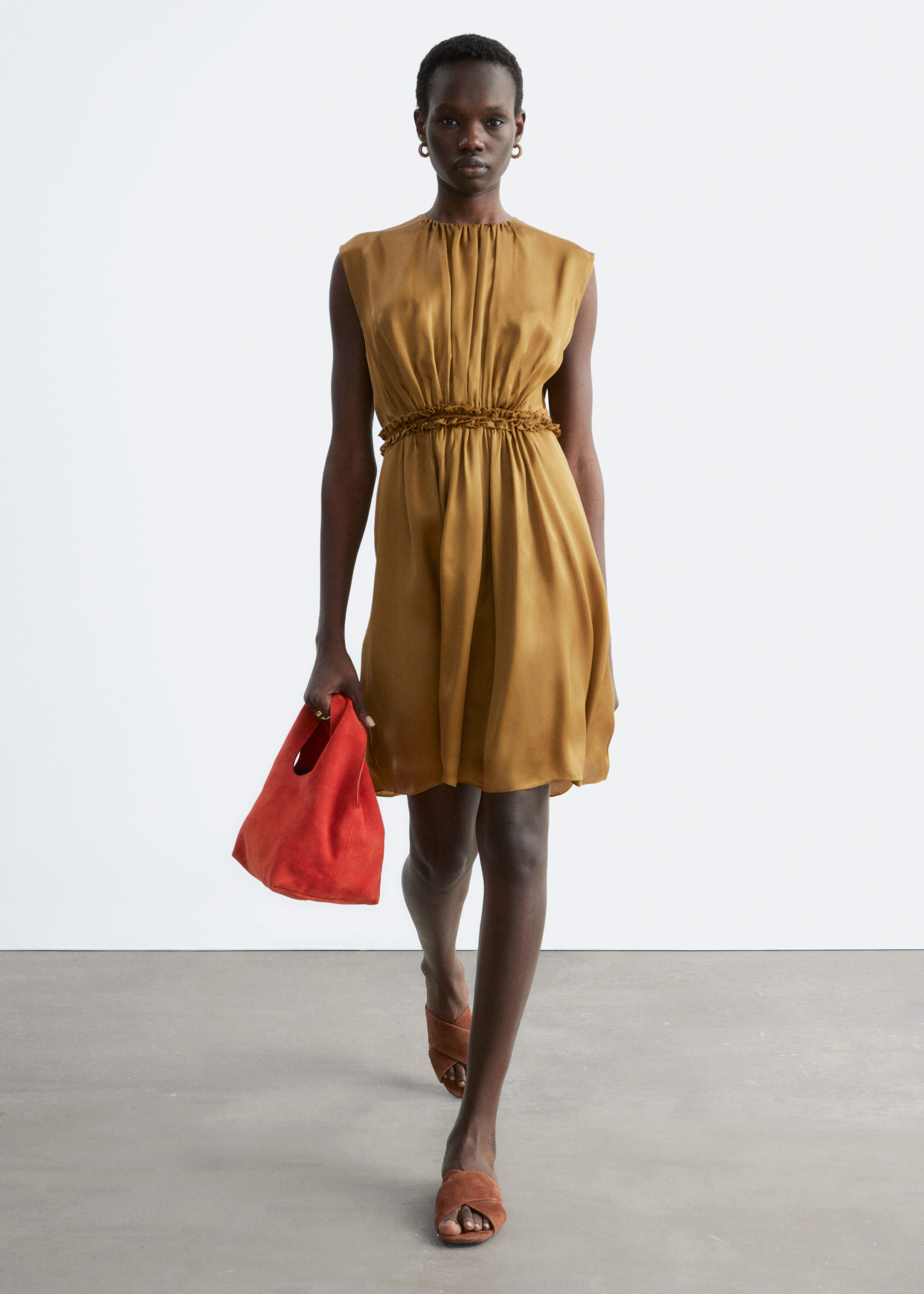 & Other Stories GATHERED SILK MINI DRESS