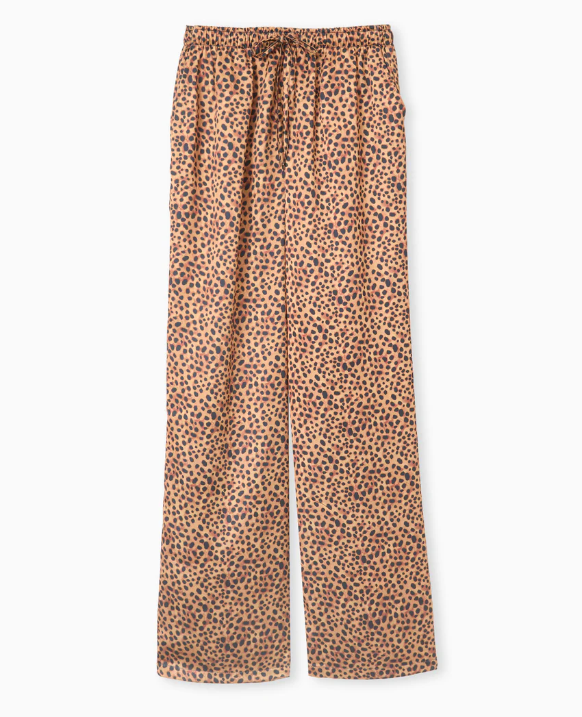 Pimkie Pantalon large en tissu satiné motif léopard