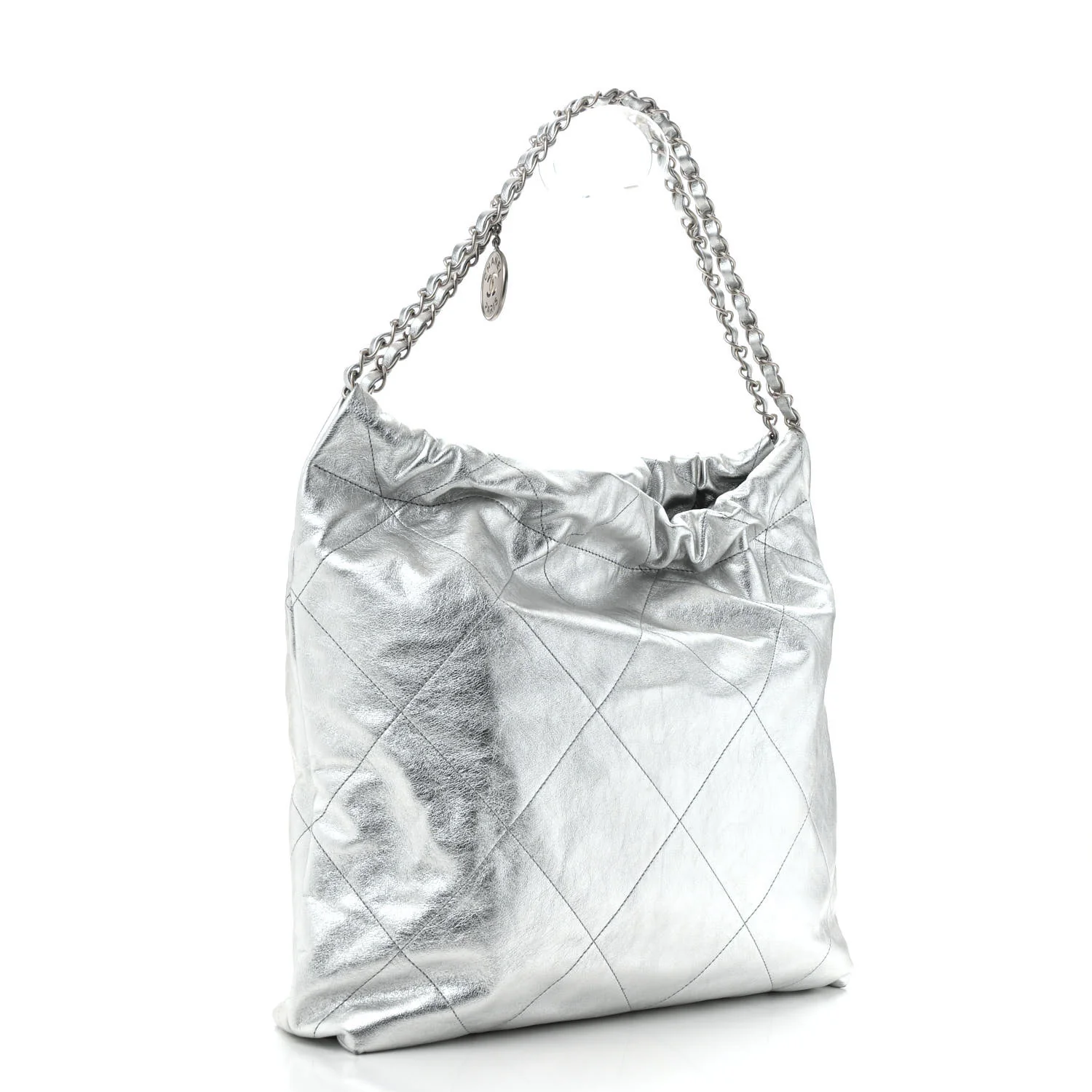Metallic Calfskin Quilted Chanel 22 Silver - Top Club