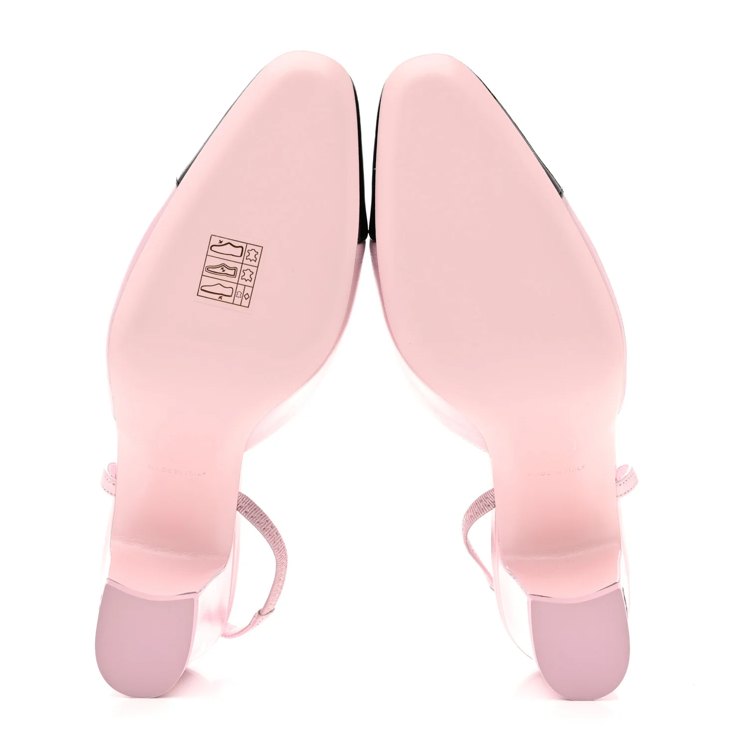 Laminated Lambskin Patent Cap Toe CC Slingback Pumps 37 Light Pink Black - Top Club