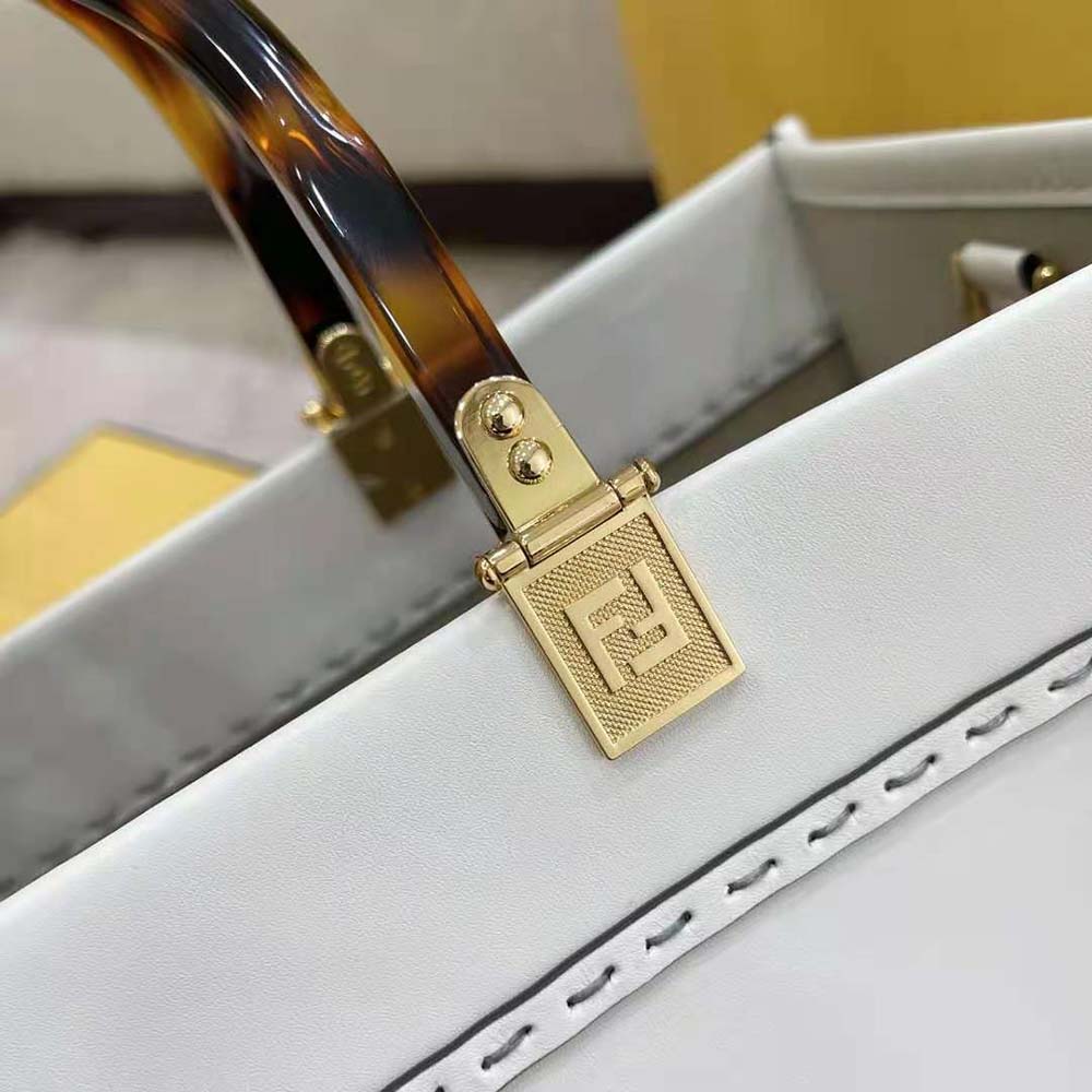 Fd Women Sunshine Medium Leather Shopper-White - Top Club