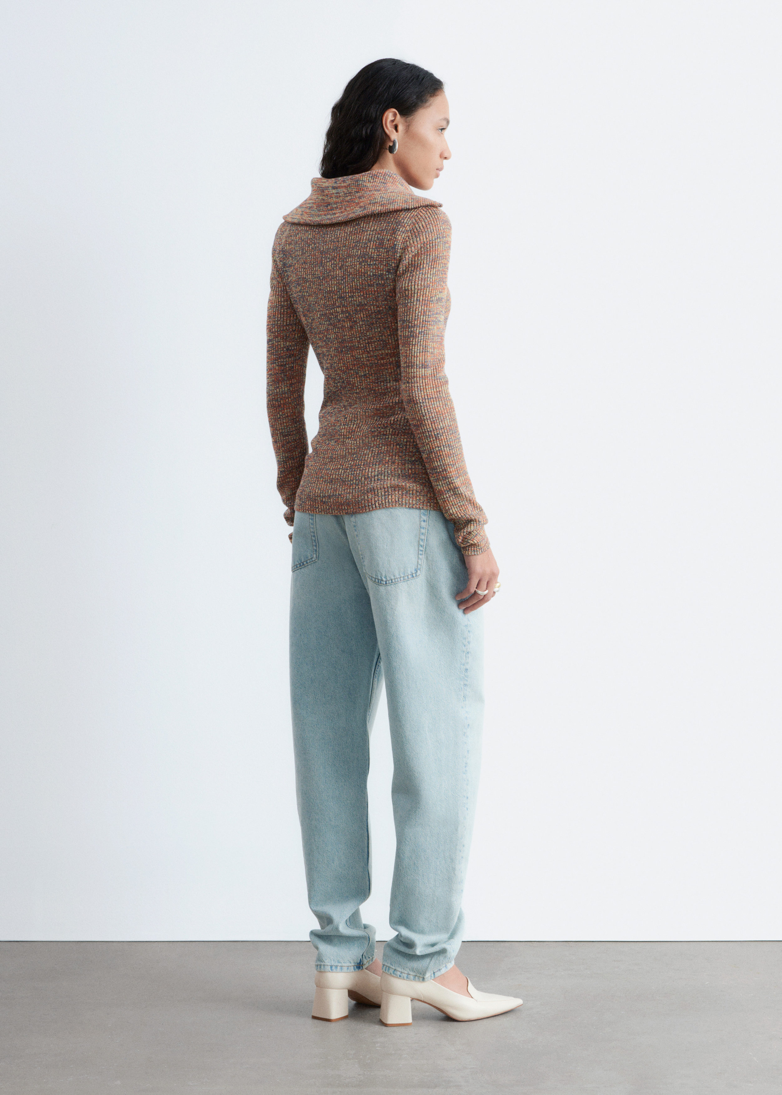 & Other Stories MELANGE KNIT HALF-ZIP TOP