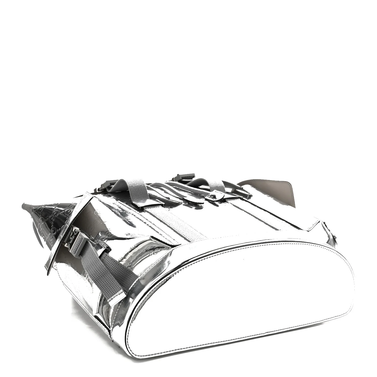 Mirror Effect GG Monogram Appia Calfskin Web Double Buckle Backpack Silver - Top Club